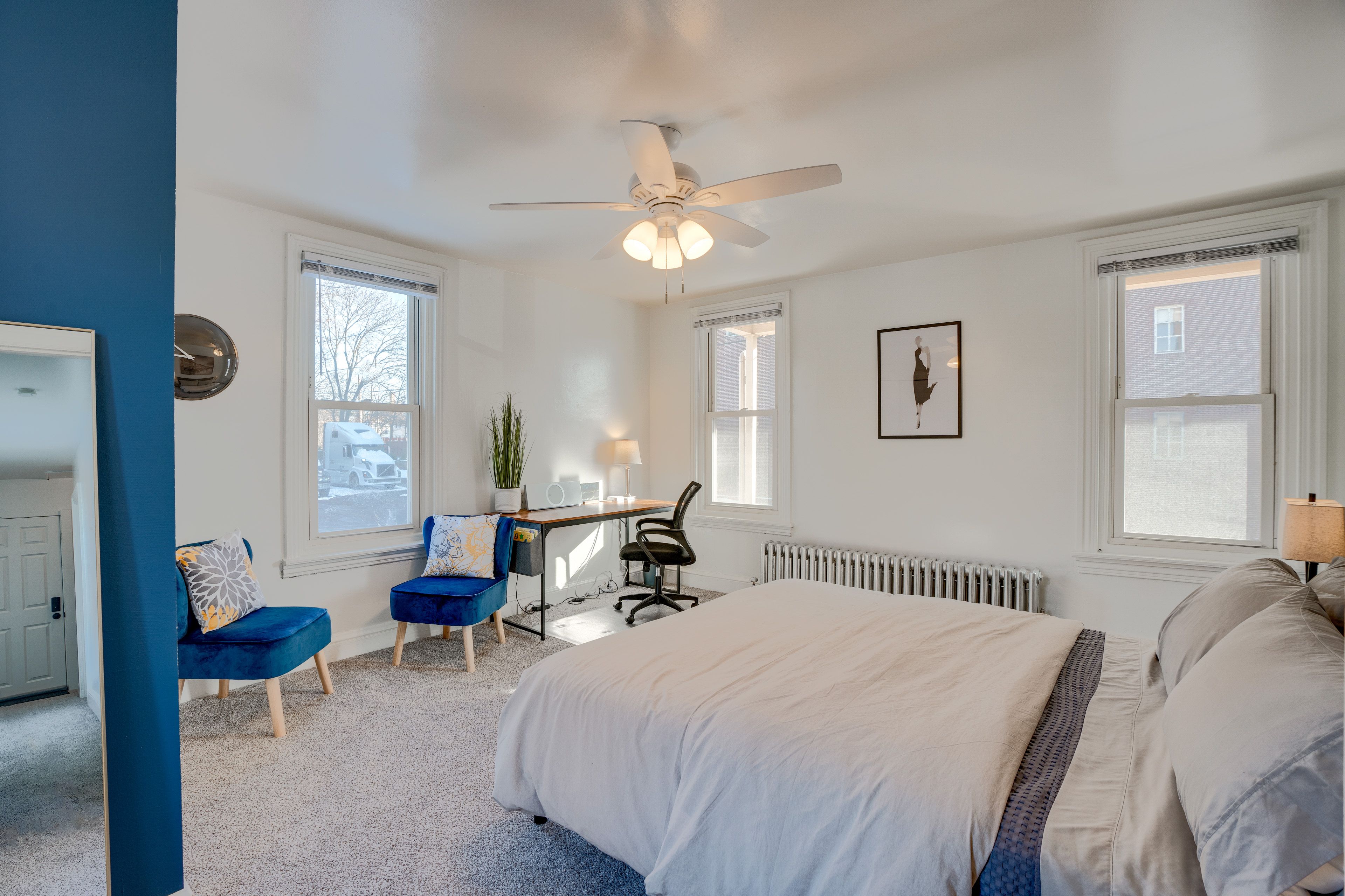 Bedroom 1 | Queen Bed | Laptop Workspace | Main Floor