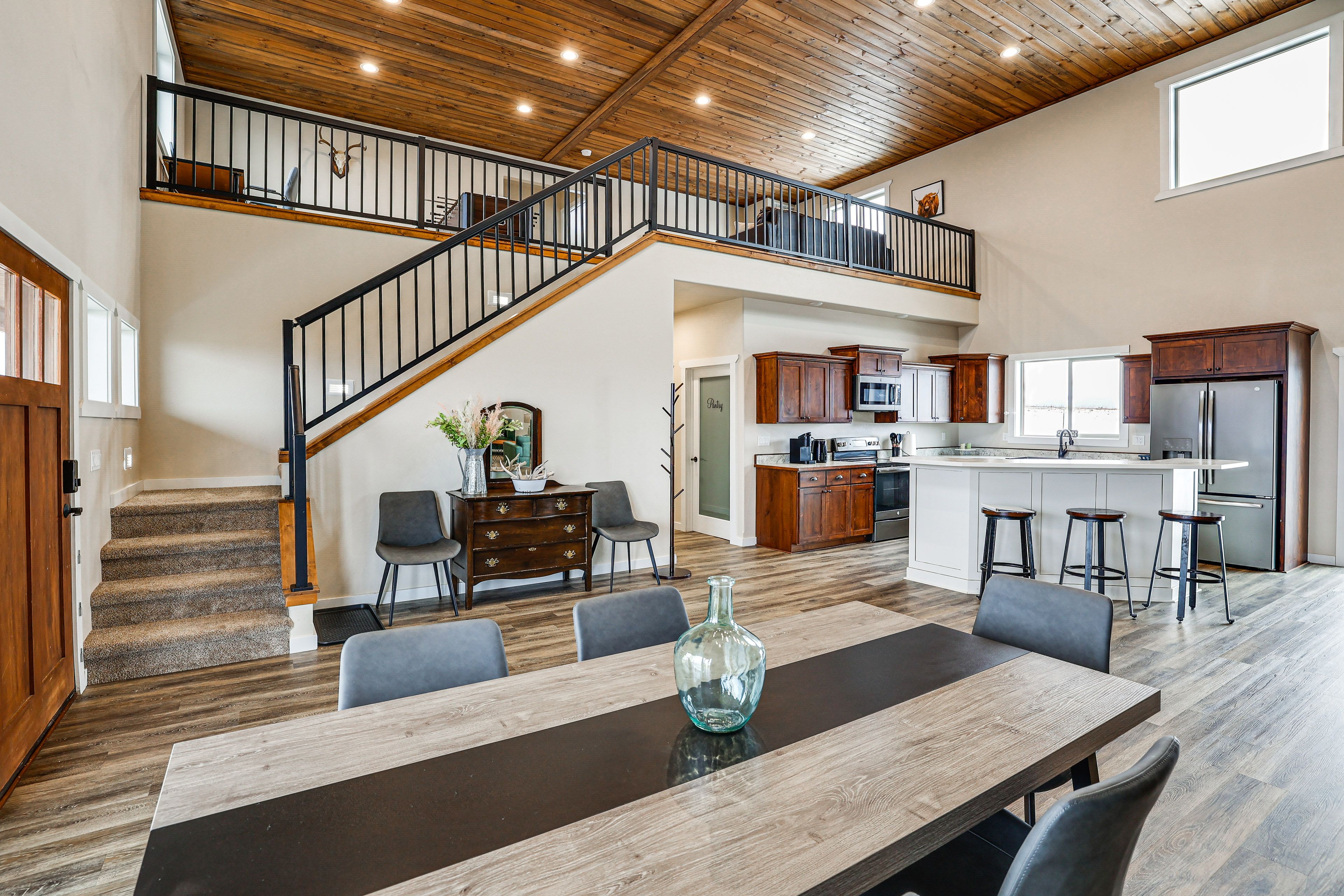 Dining Table | Dishware + Flatware | Internal Staircase