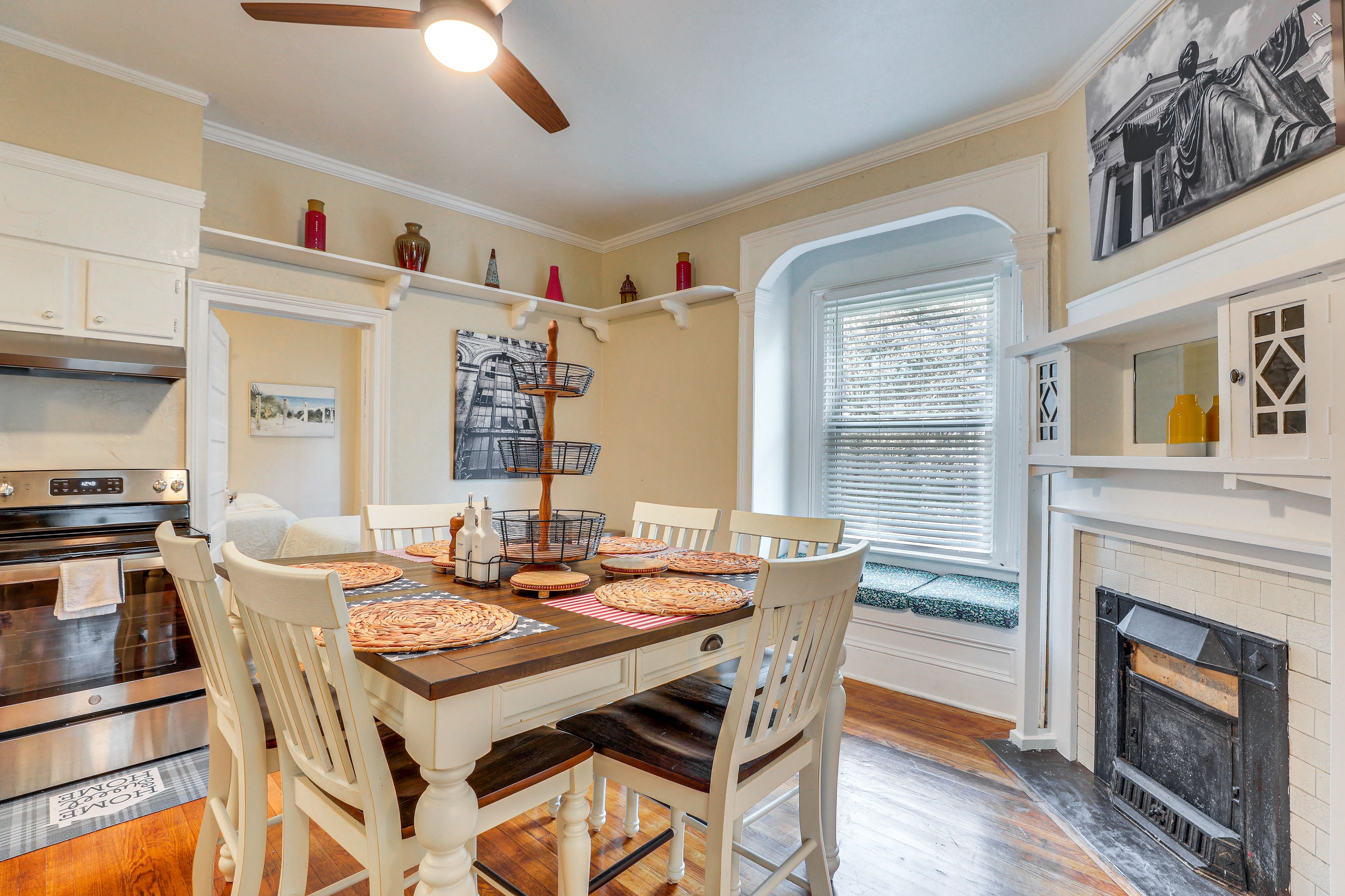 Dining Area | Free WiFi | Central A/C | Decorative Fireplace