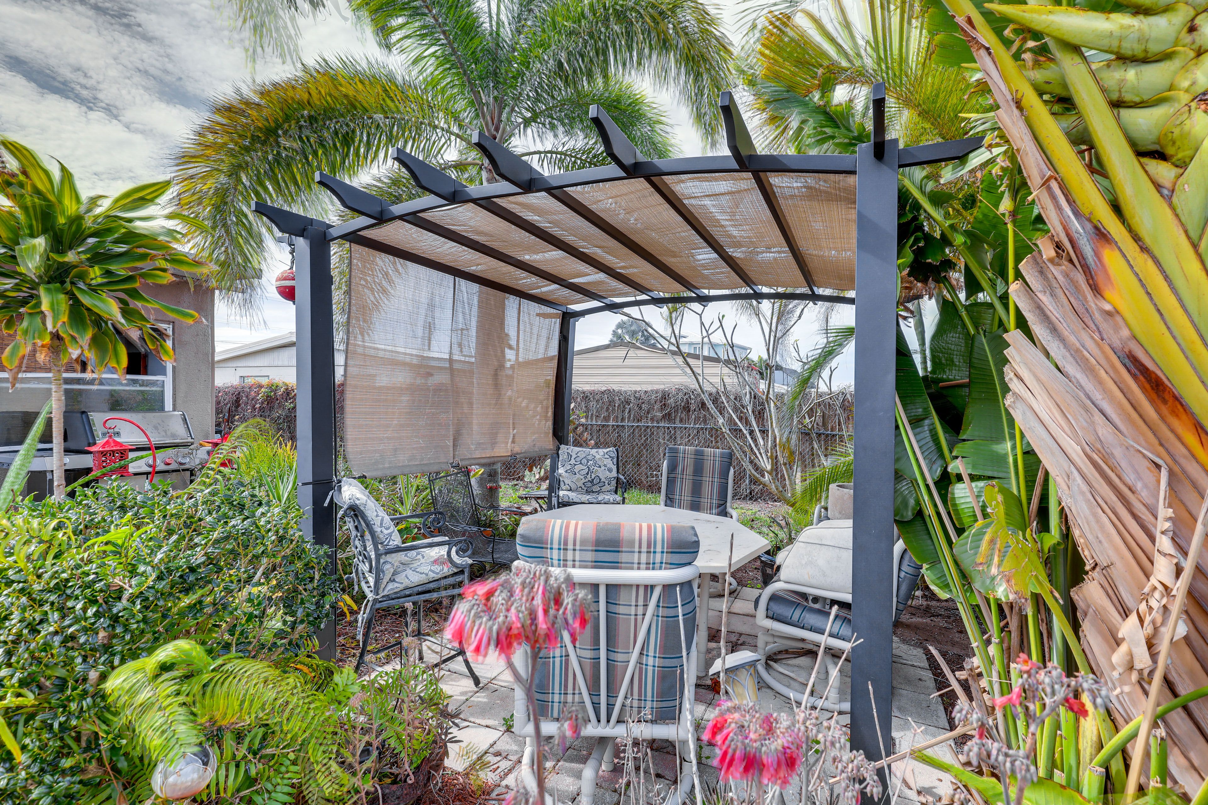 House Exterior | Furnished Gazebo w/ Dining Area