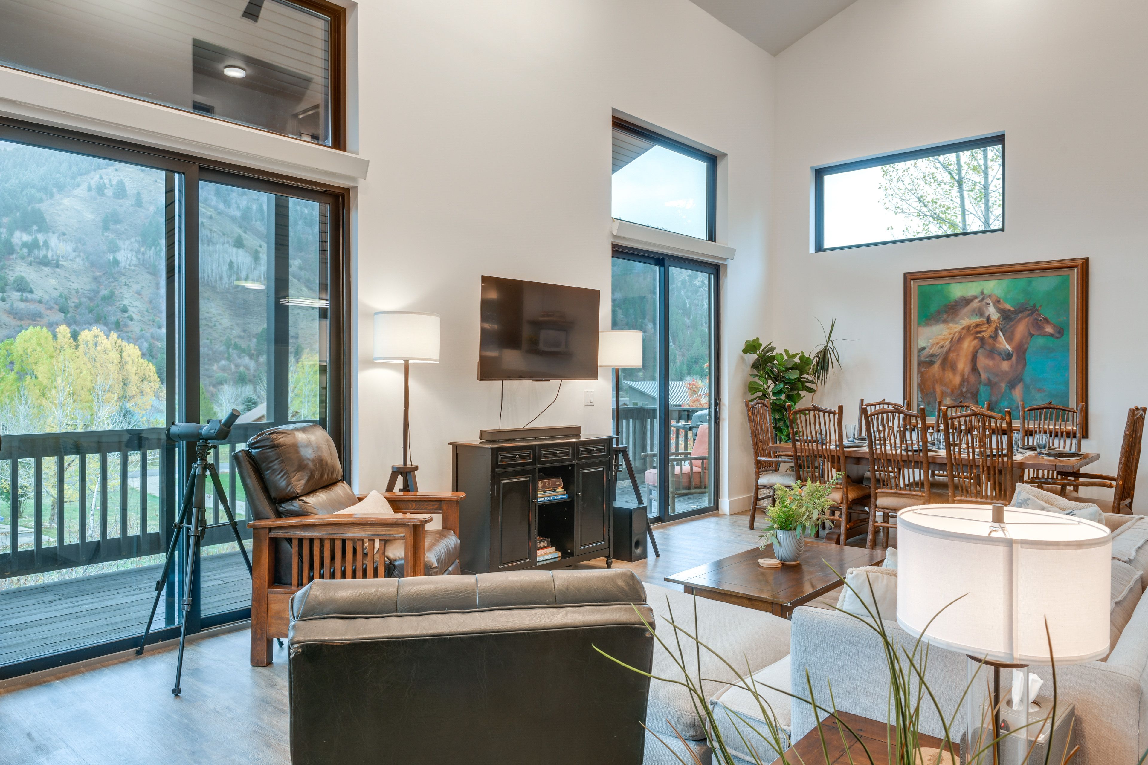 Main Living Area | Flat-Screen TV | Wood-Burning Stove | 1st Floor