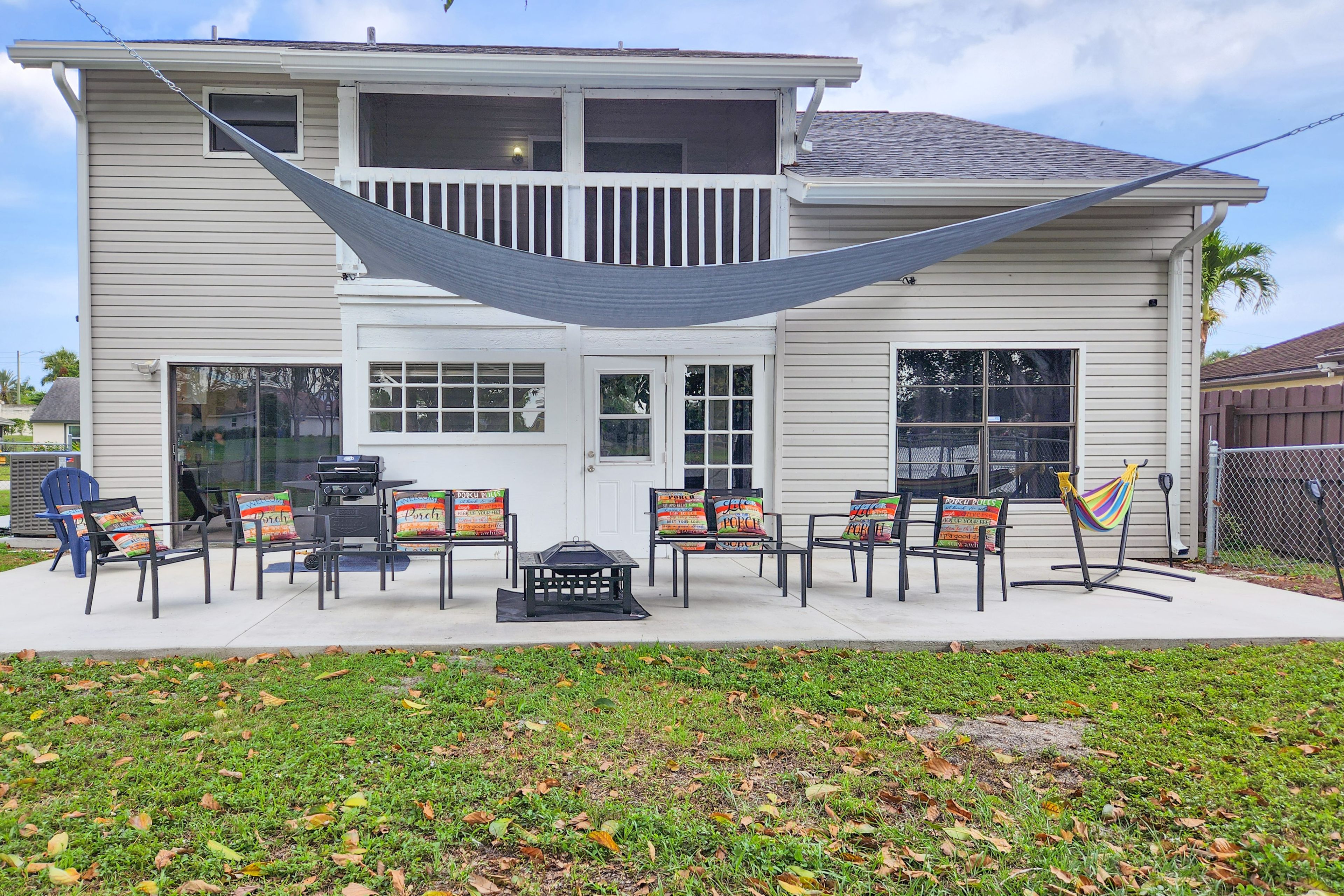 Patio | Gas Grill | Fire Pit | Seating | Hammock | Sun Shade