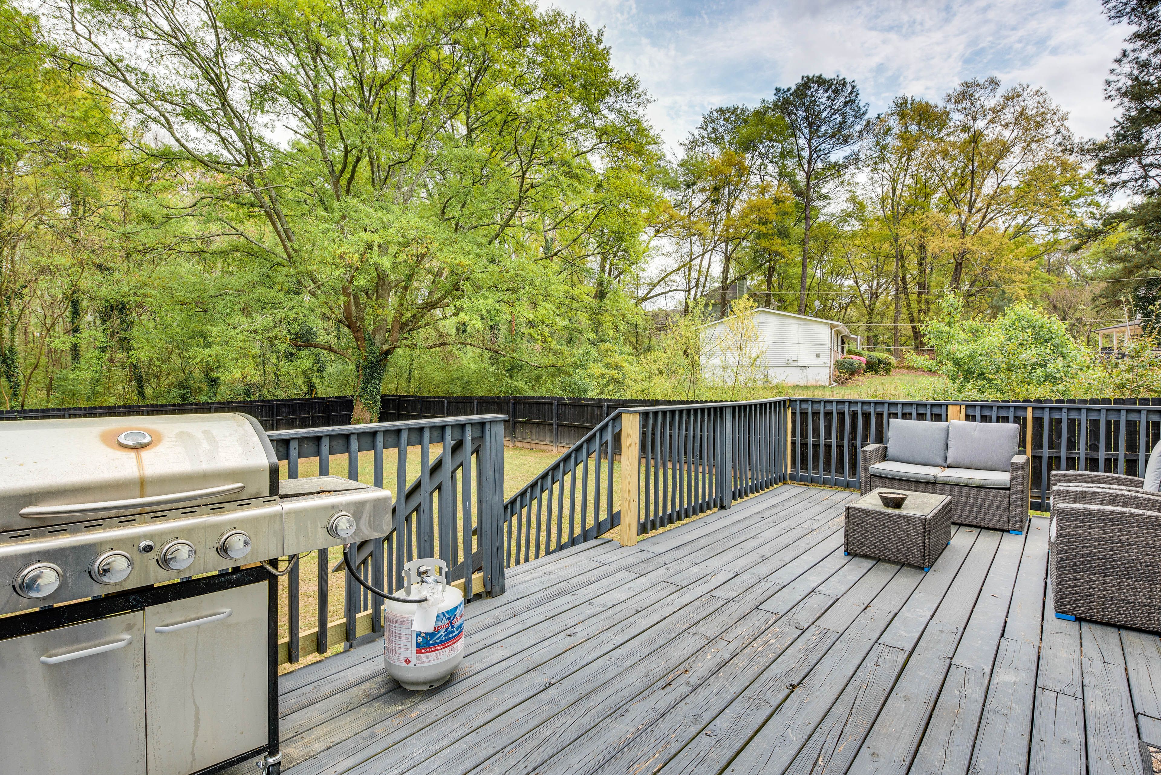 Furnished Deck w/ Gas Grill | Fully Fenced Backyard