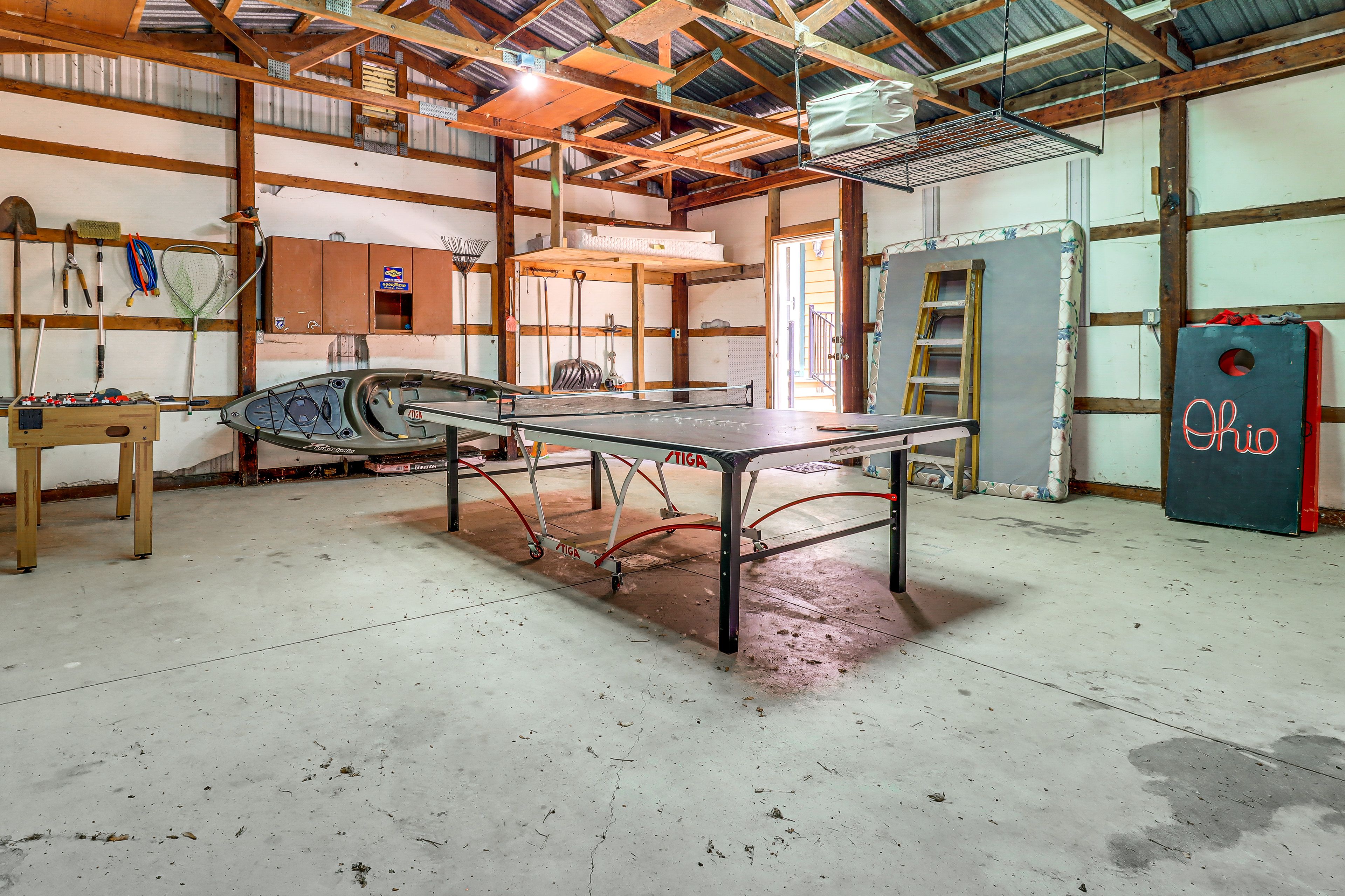 Garage Game Room | Ping Pong Table | Foosball Table | Kayaks