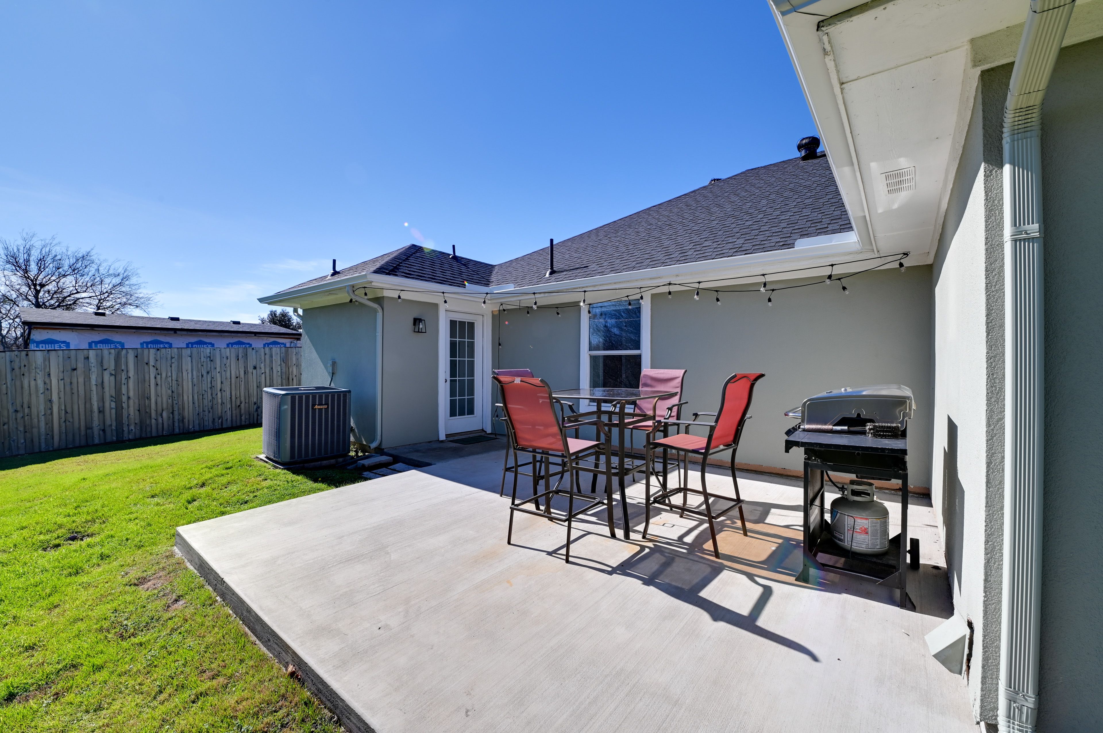 Private Patio | Unfenced Yard