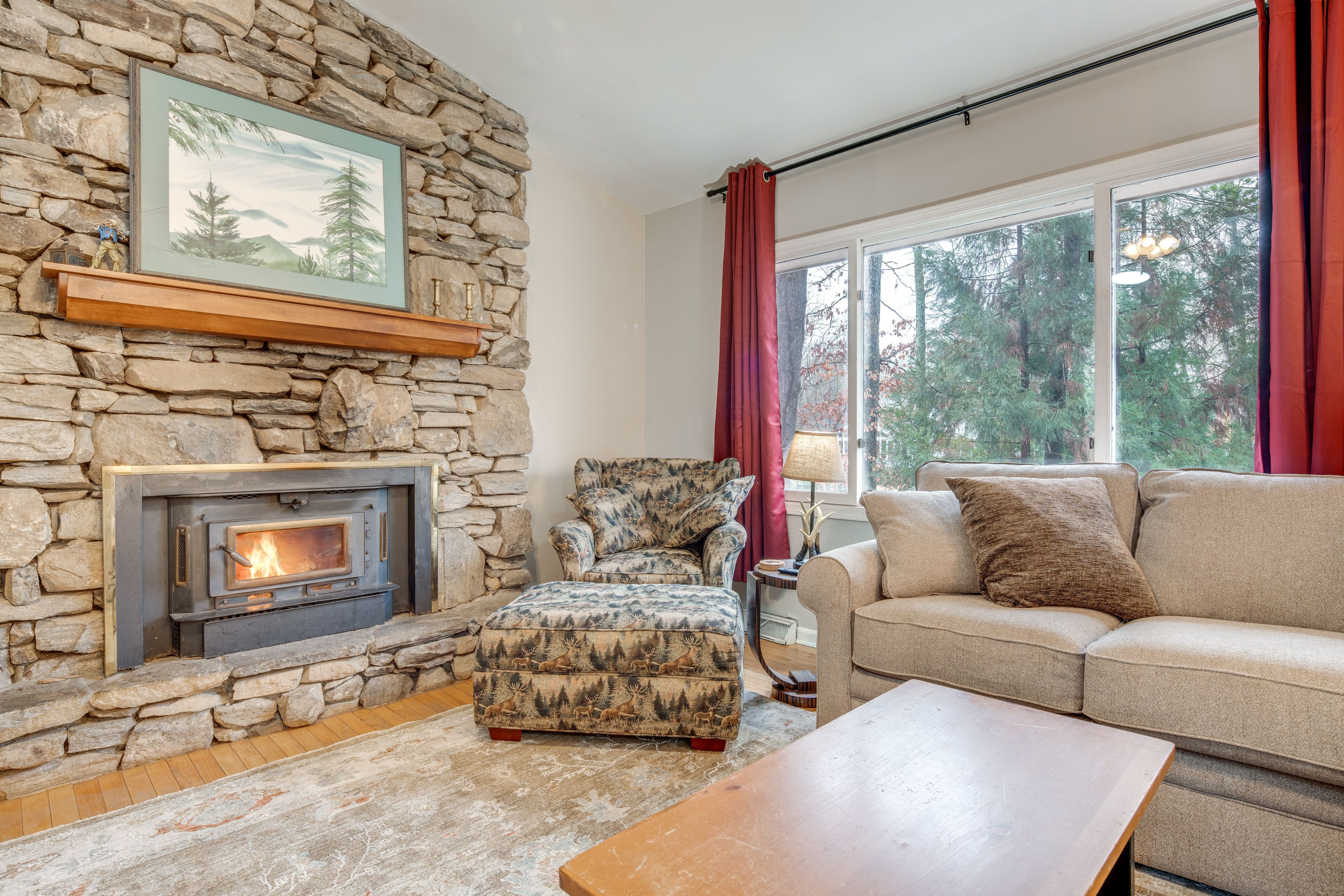 Living Area | Wood-Burning Fireplace | Smart TV | Main Floor