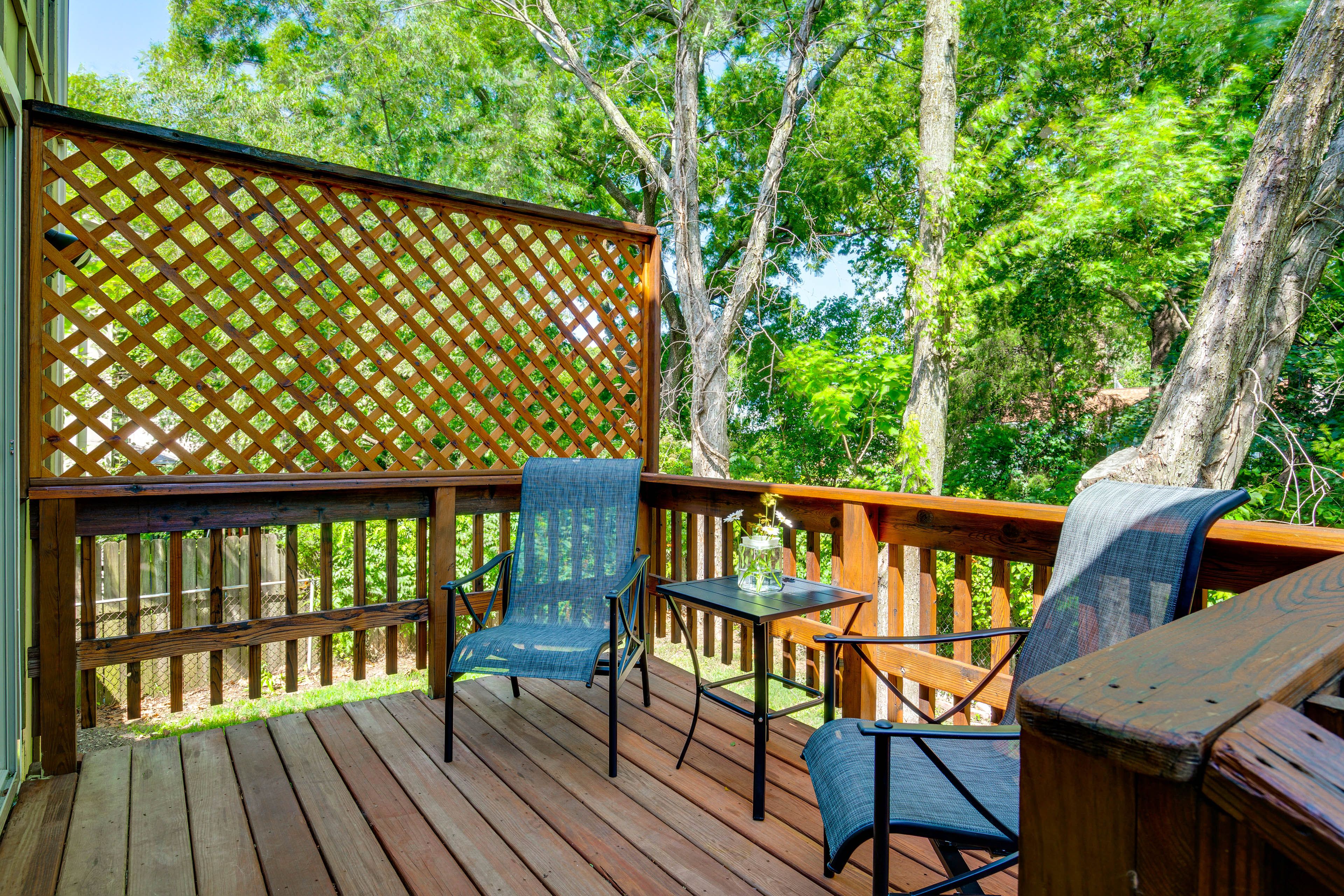 Private Deck w/ Seating | Split-Level Duplex