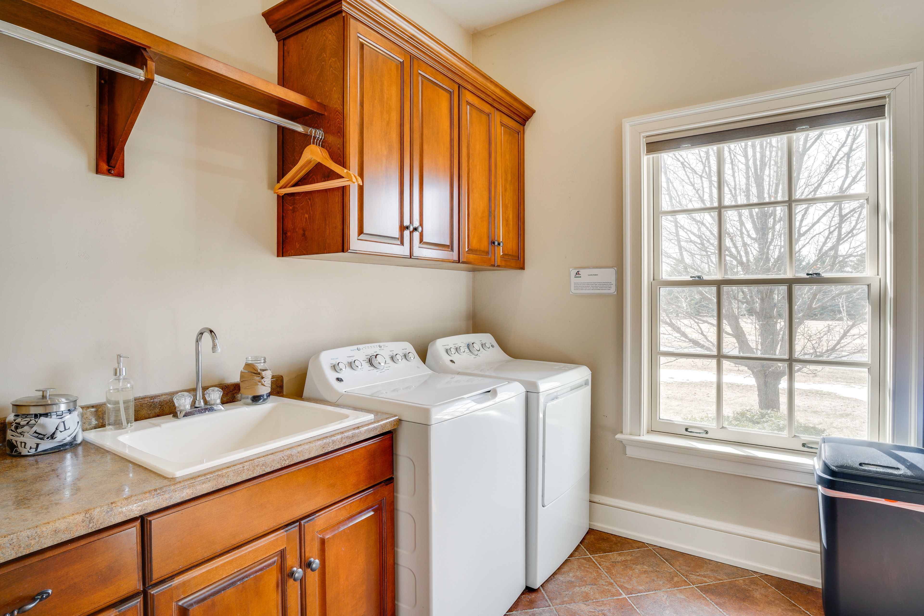 Laundry Area | 1st Floor | Washer/Dryer | Hangers | Iron/Board
