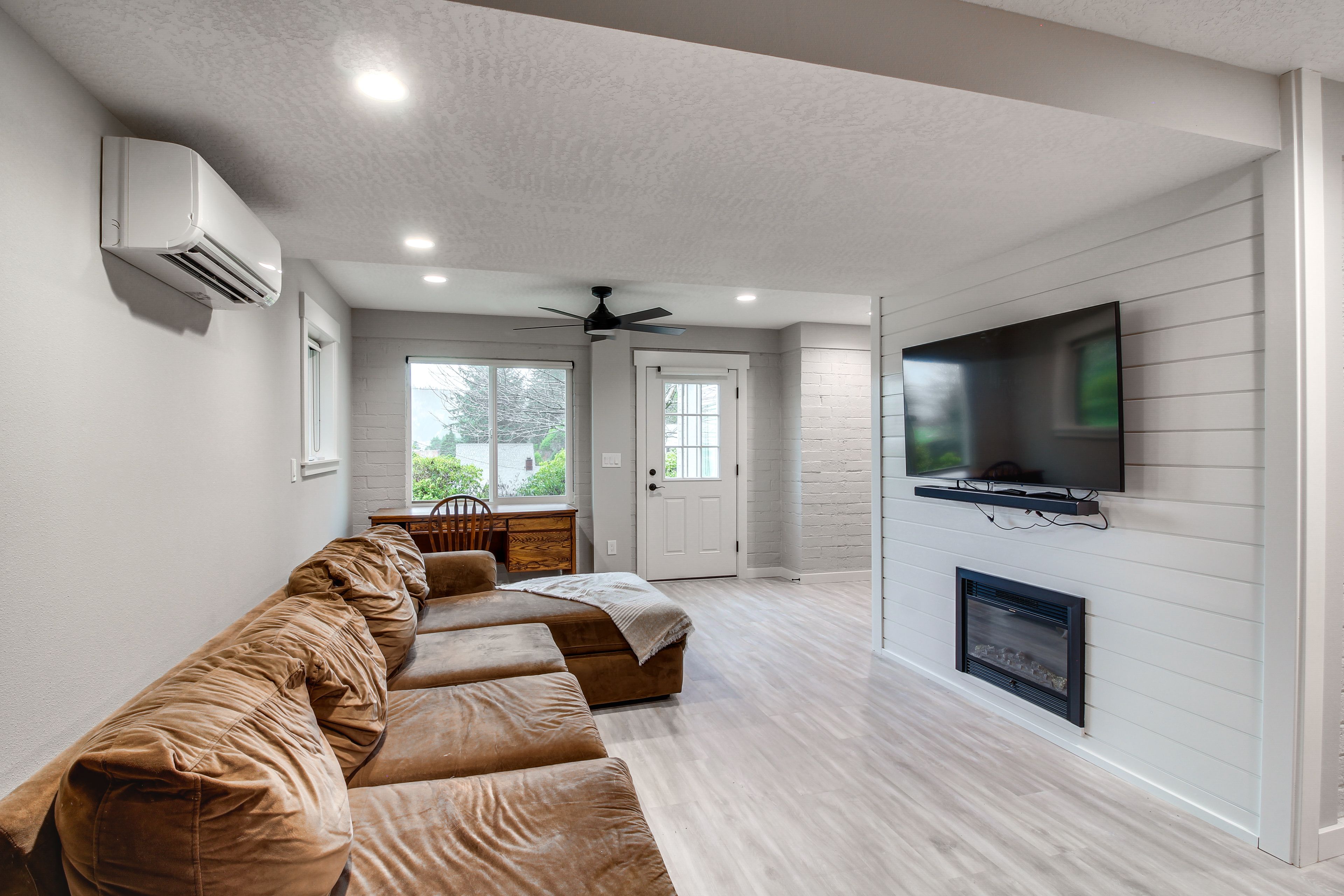 Living Room | Electric Fireplace | Basement
