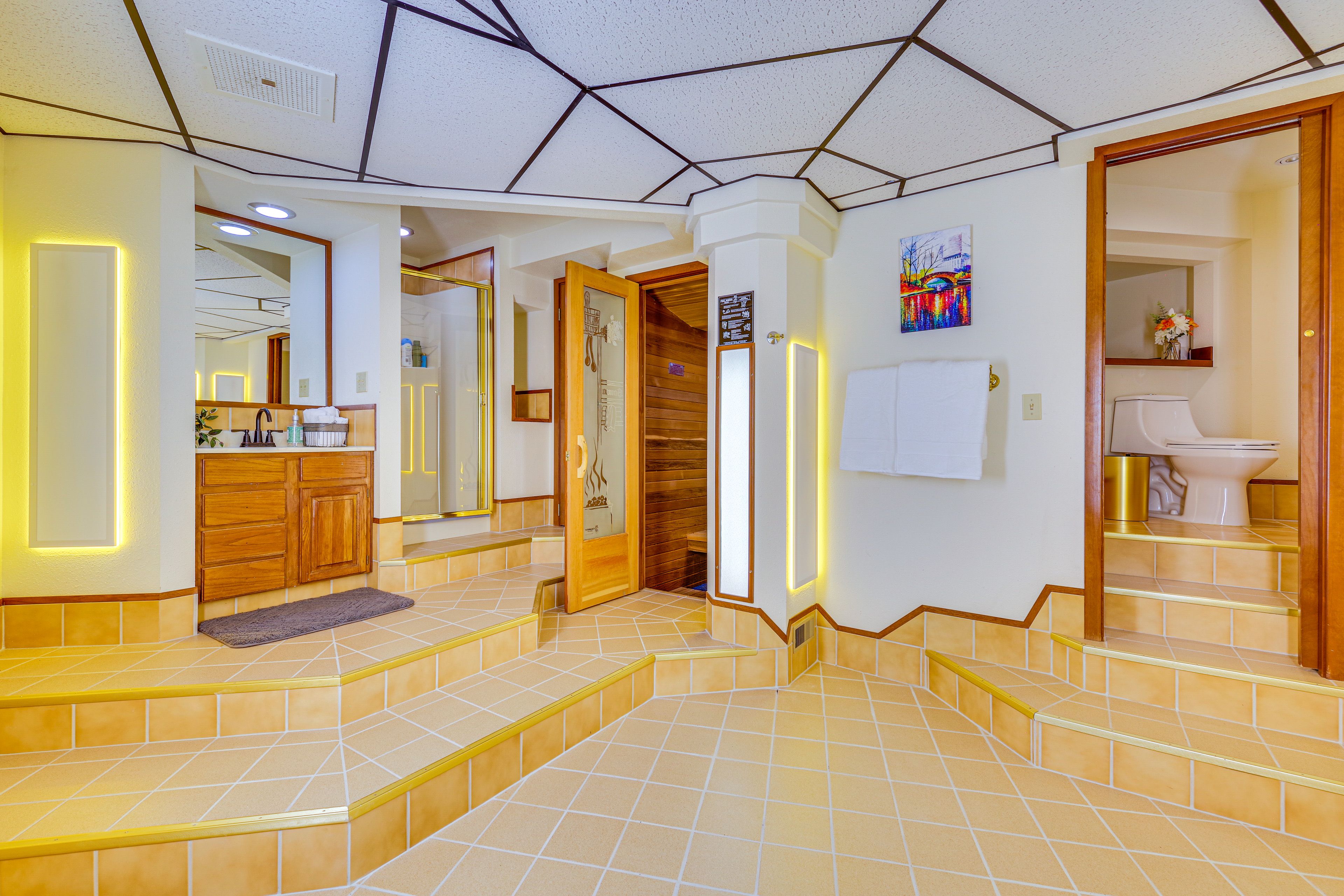Full Bathroom | Shower | Sauna Access | 1st Floor