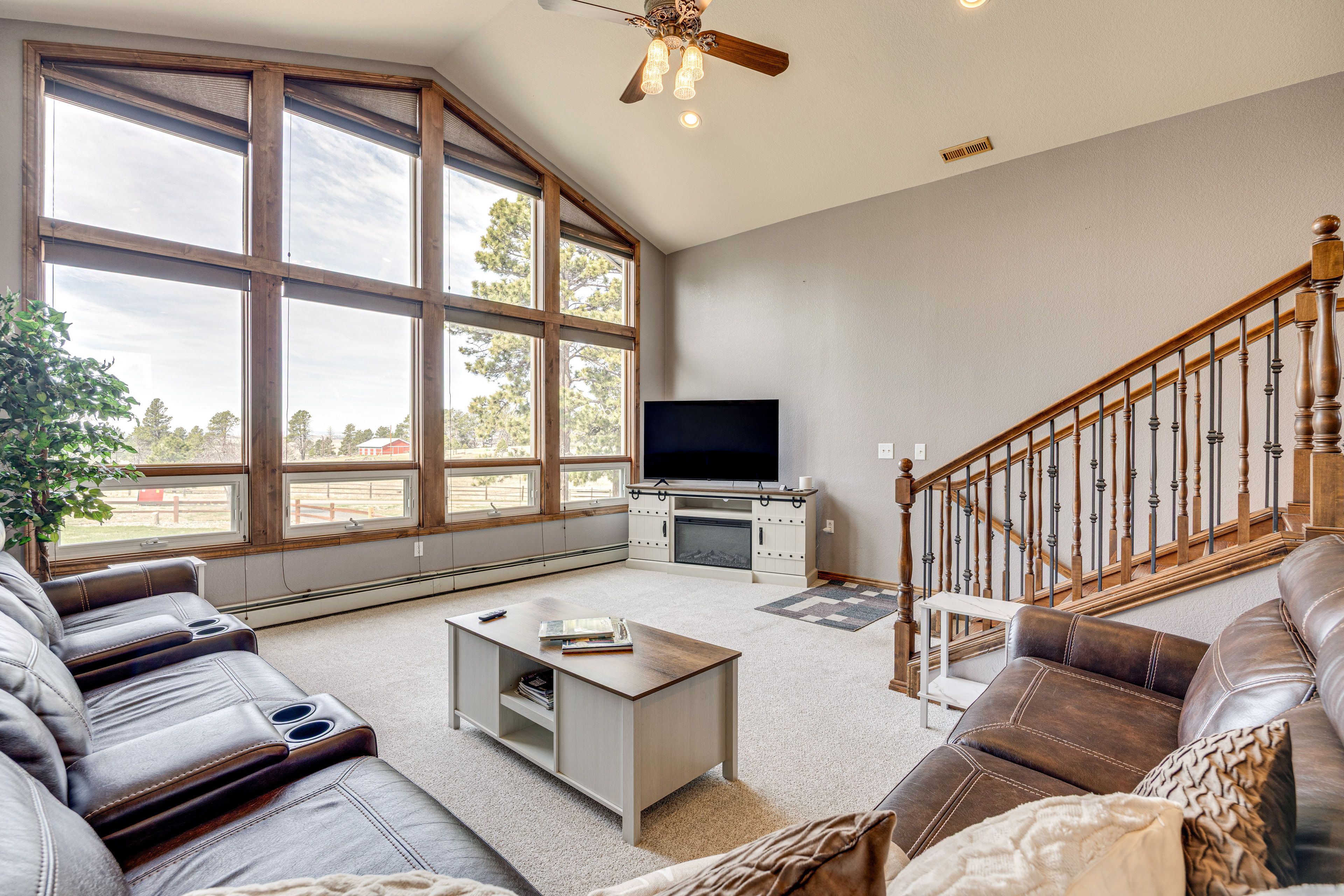 Living Room | Electric Fireplace | Central A/C & Heating | 2nd Floor