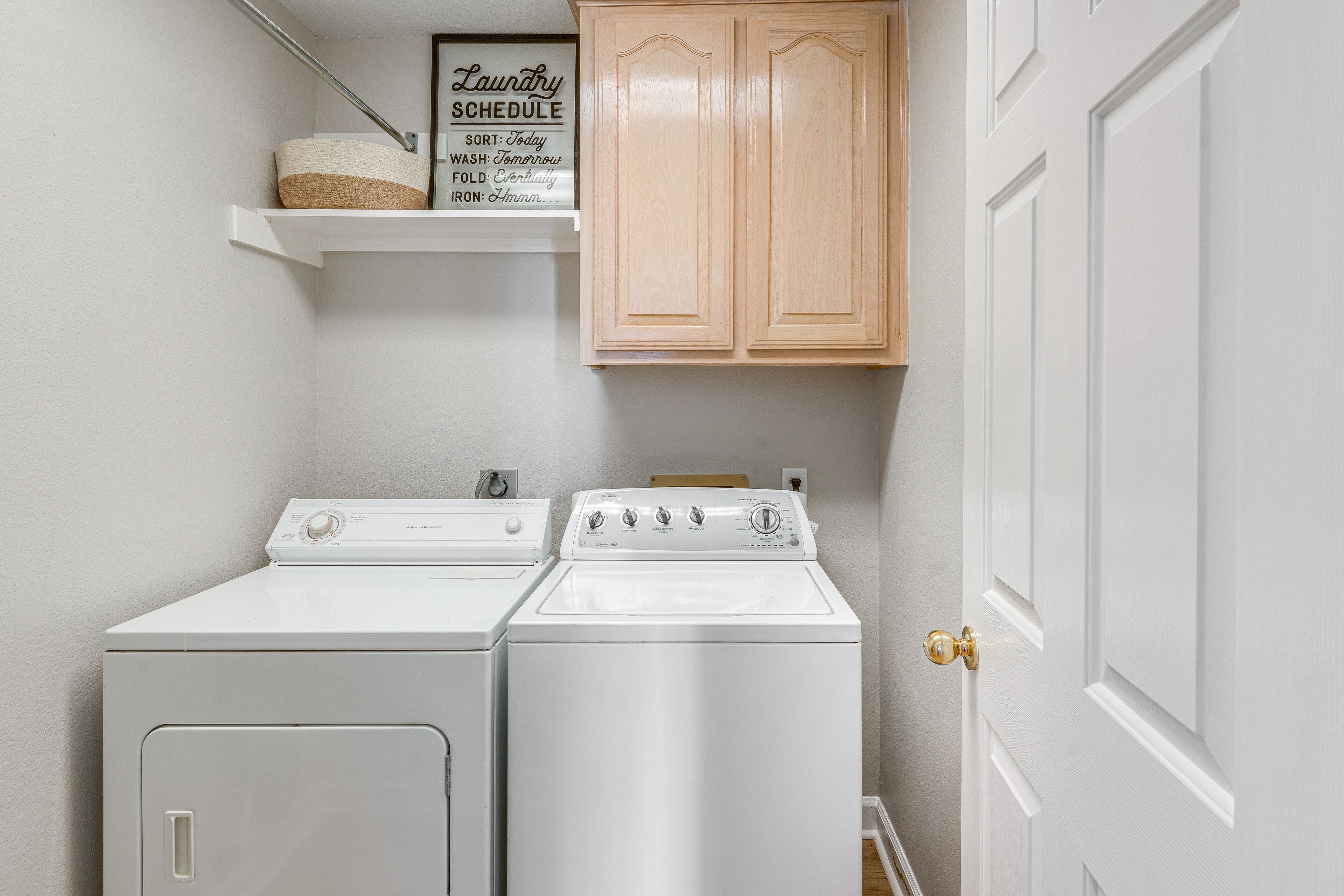 Laundry Area | Washer/Dryer | Hangers | Iron/Board | Trash Bags/Paper Towels