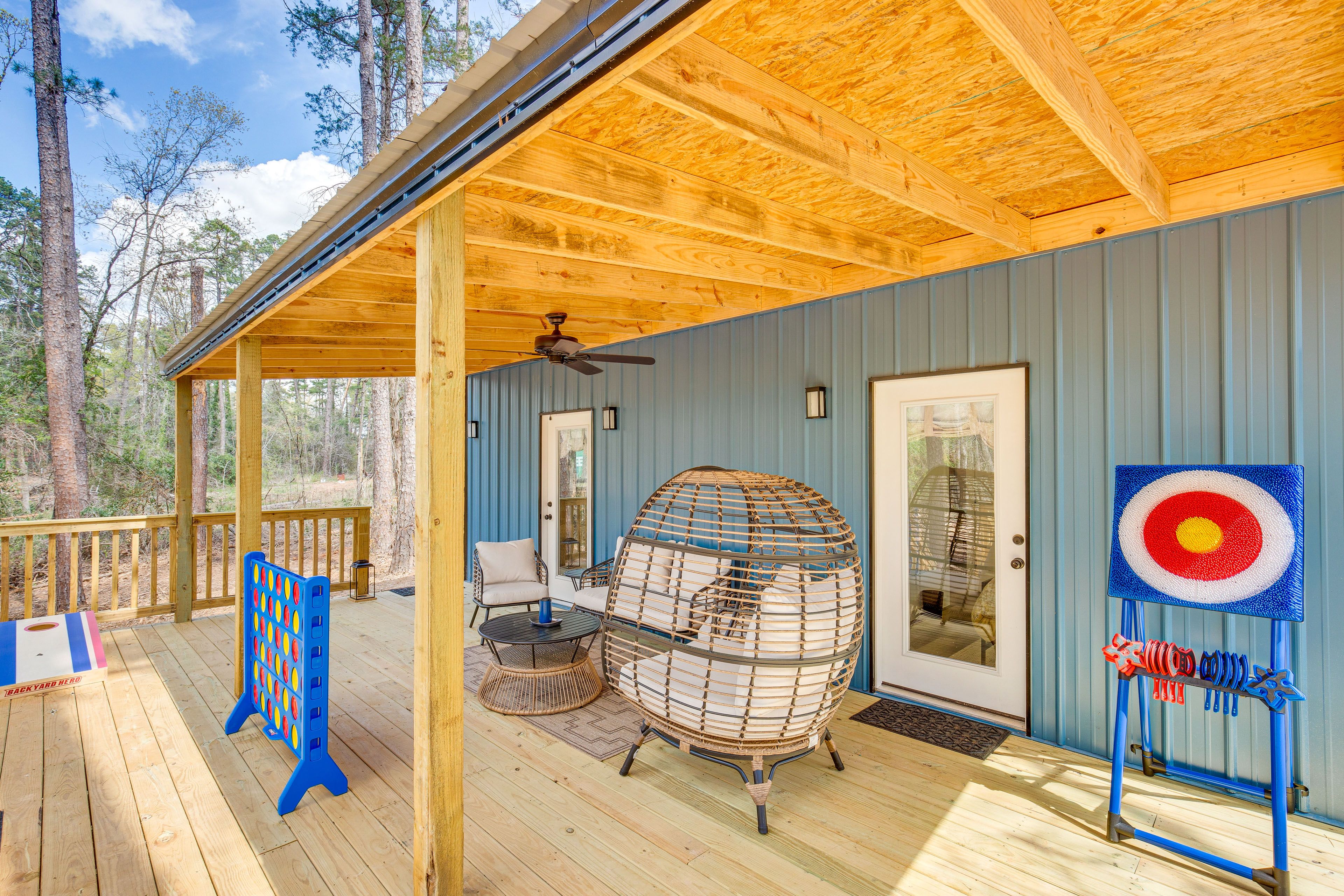 Private Backyard Area | Cornhole | Connect 4 Game