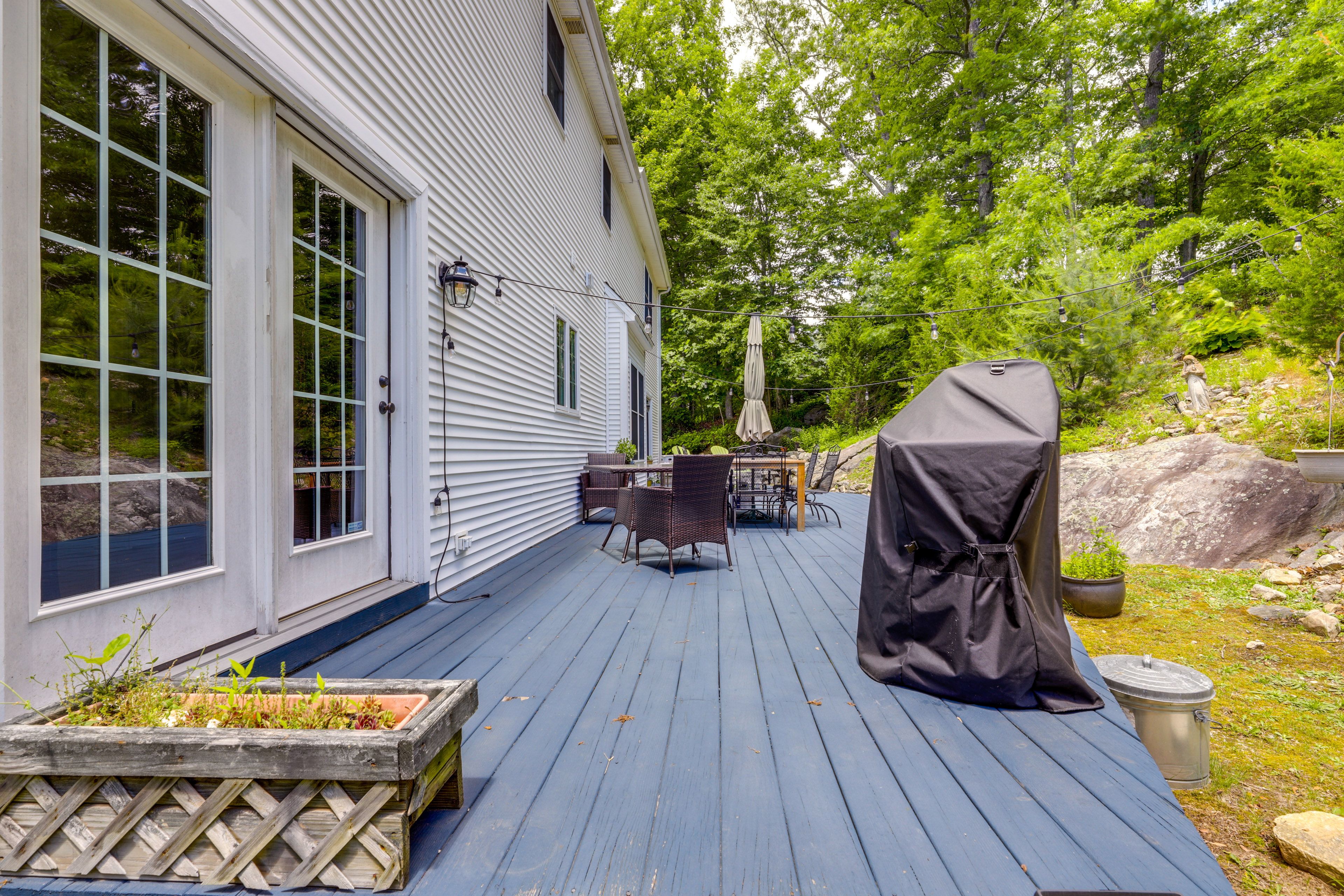Furnished Deck | Gas Grill | Outdoor Dining | String Lights