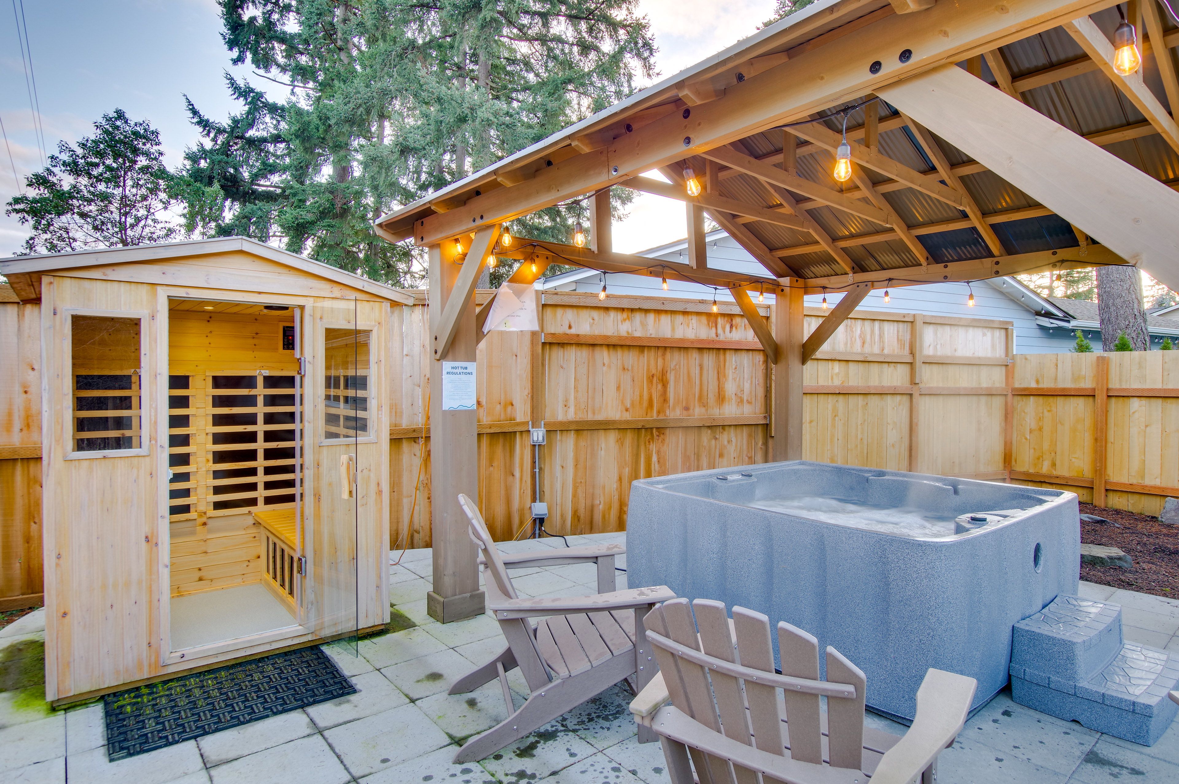 Fenced Patio | Sauna | Private Hot Tub