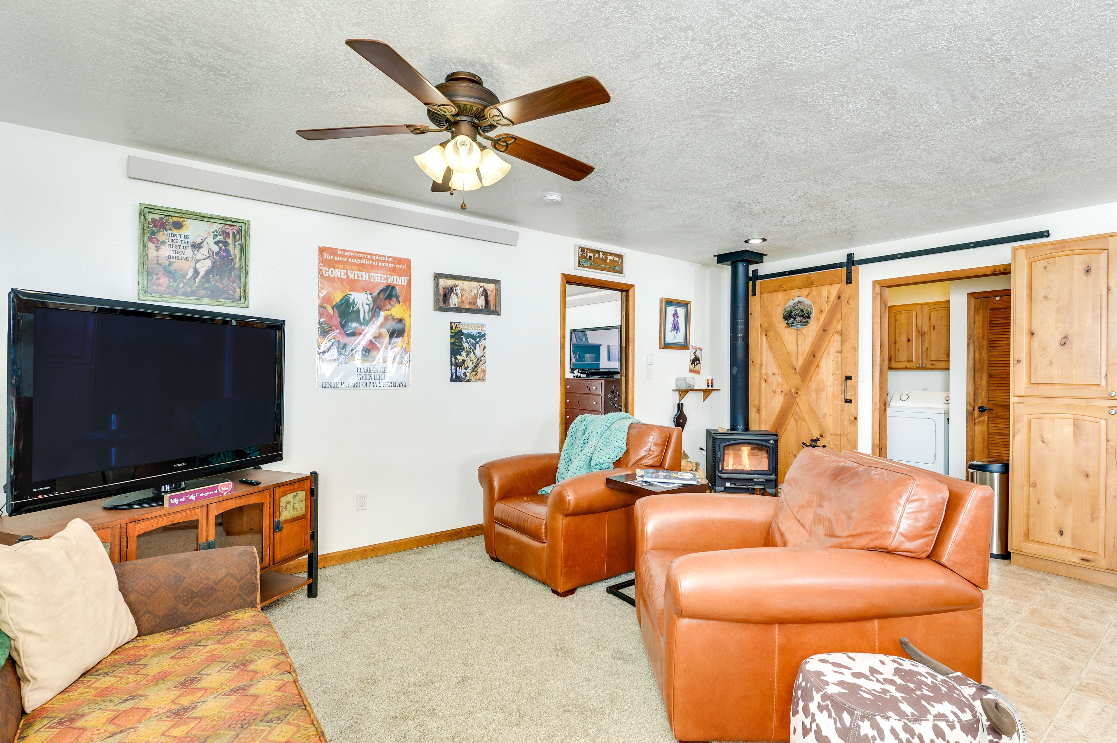 Living Room | Queen Sleeper Sofa | Smart TV | Wood-Burning Stove