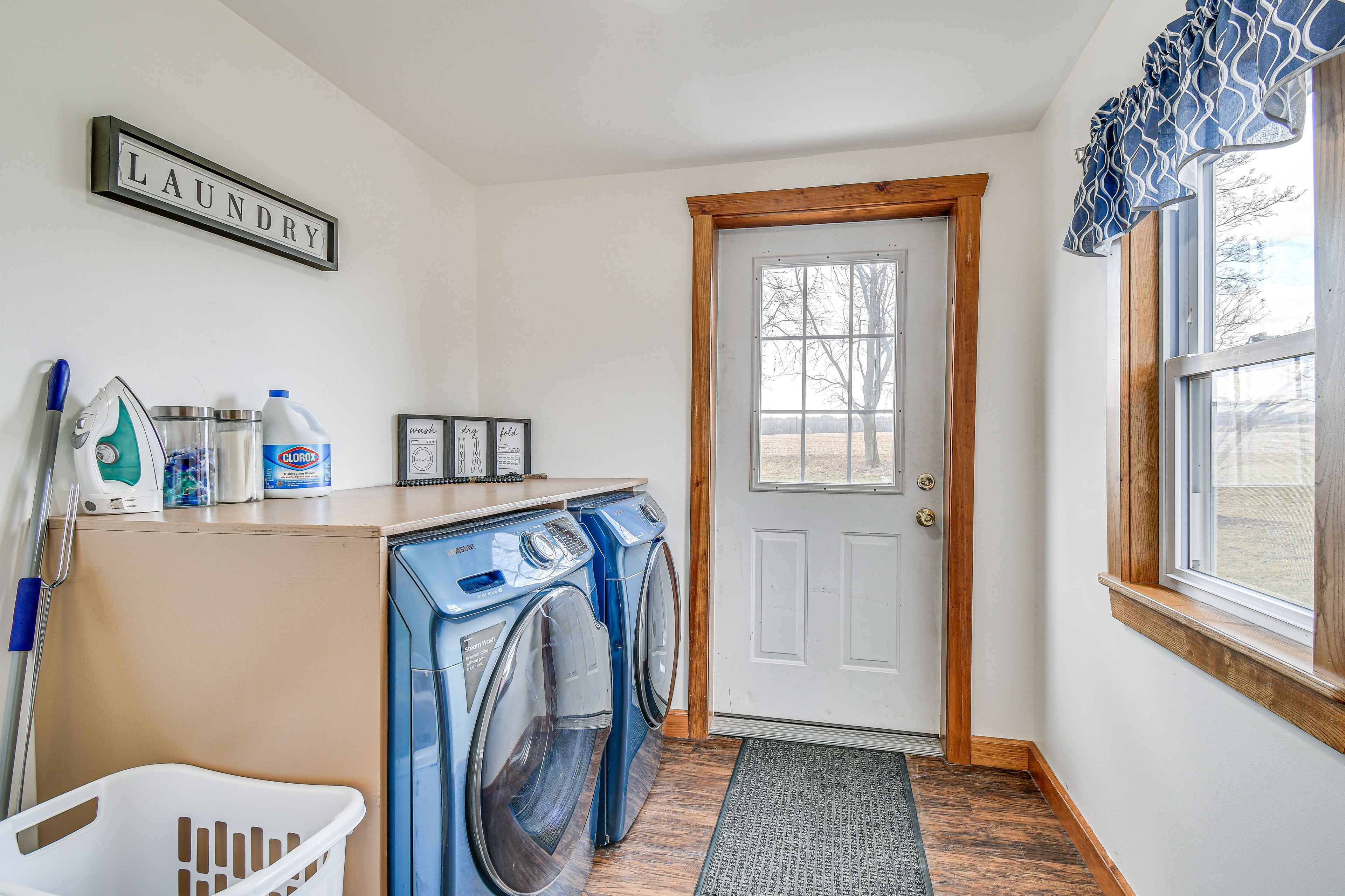 Laundry Area | 1st Floor | Washer/Dryer | Iron/Board | Trash Bags/Paper Towels
