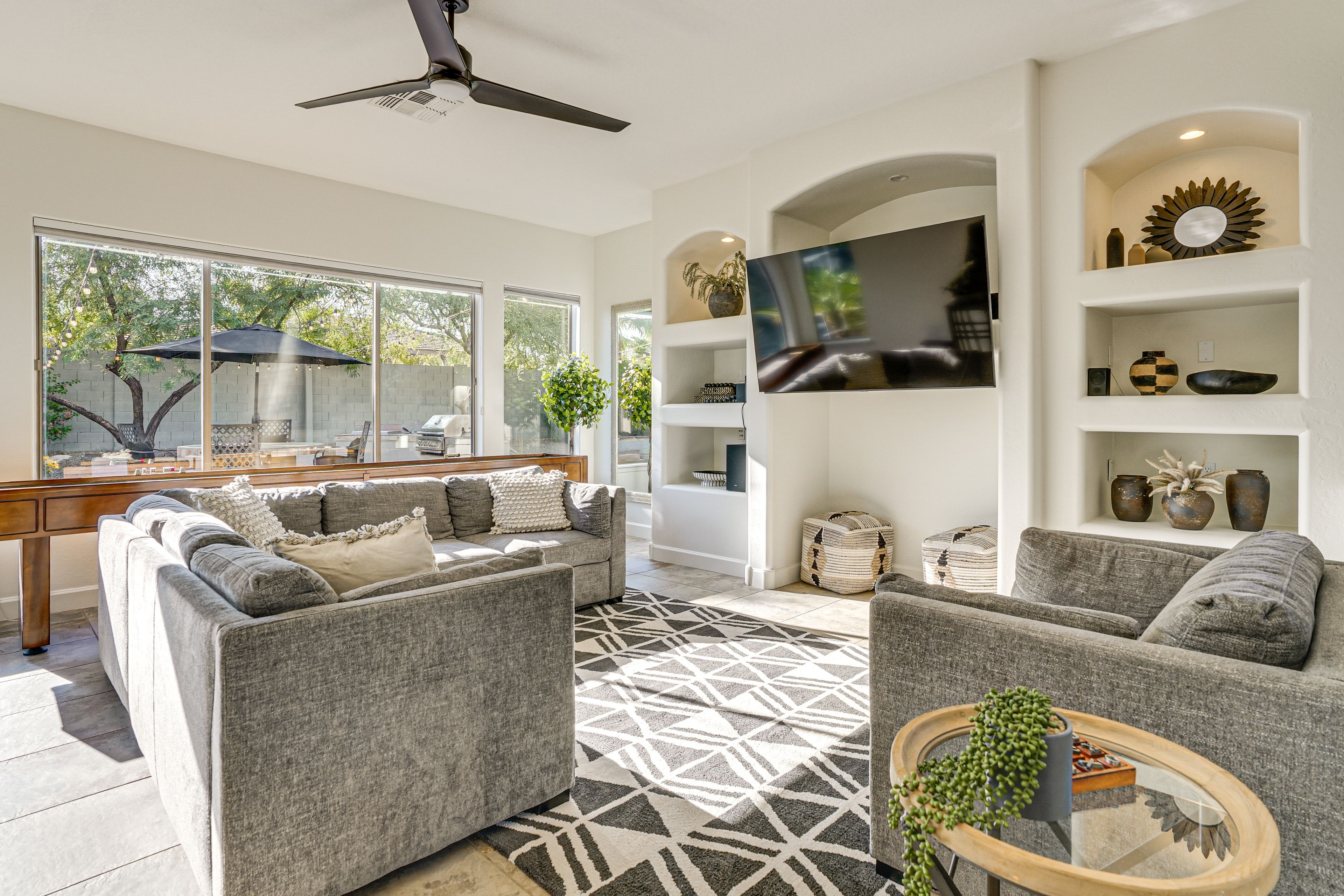 Living Room | Full Sleeper Sofa | Smart TV | Shuffleboard Table