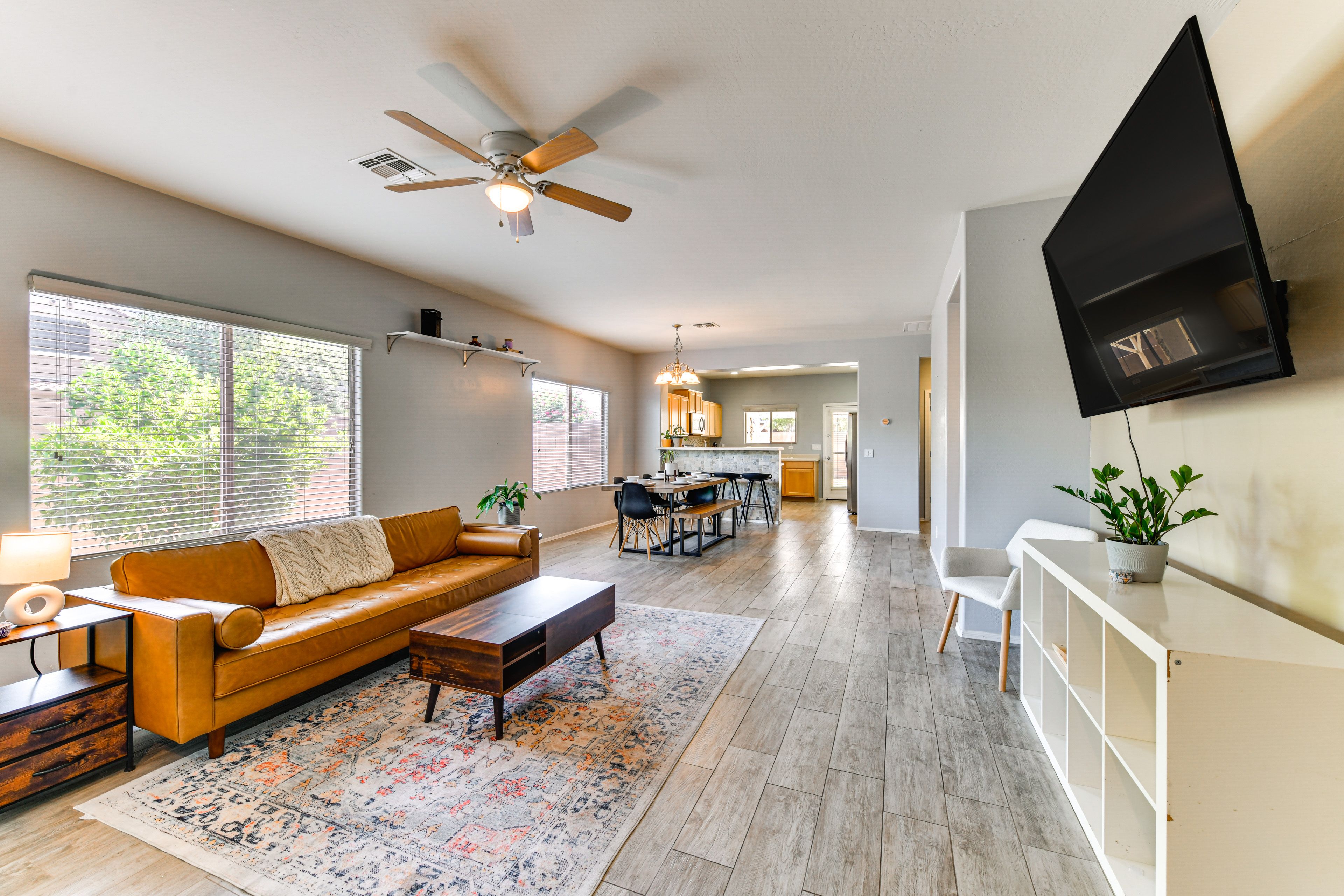 Living Room | Single-Story Home | Open Floor Plan | Central A/C & Heating