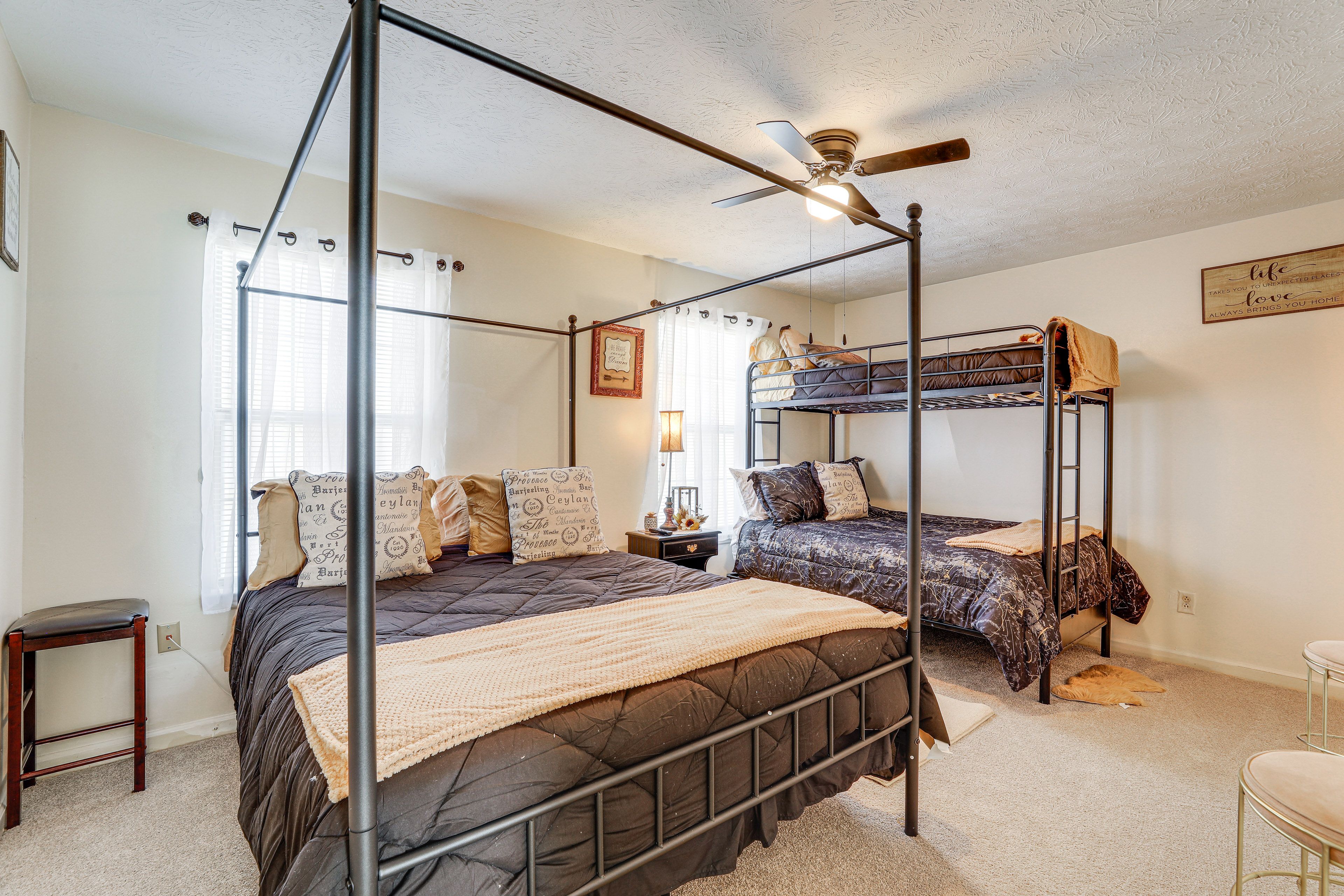 Bedroom 2 | Queen Bed | Twin/Full Bunk Bed | 2nd Floor |  Hangers | En-Suite