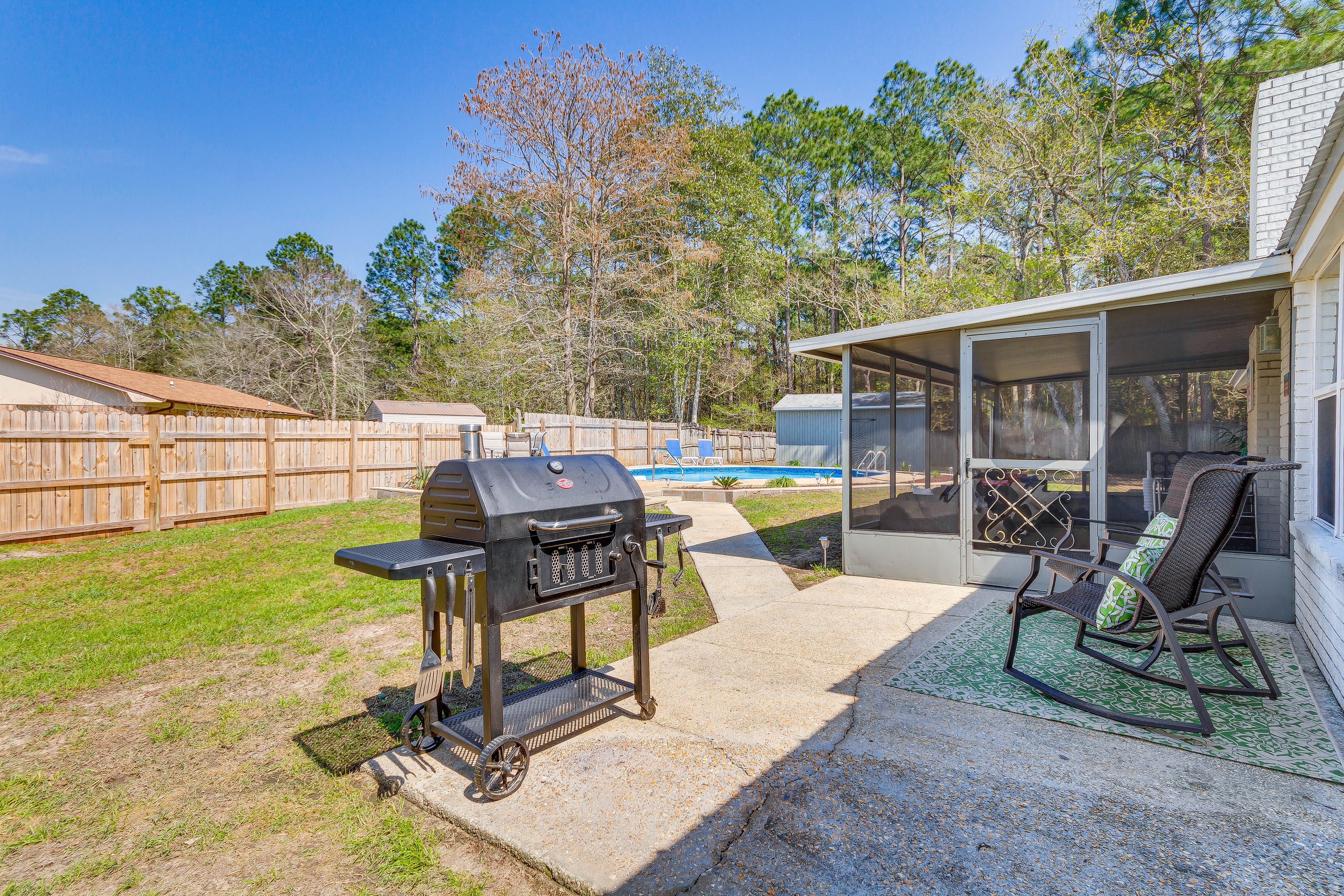 Fenced Backyard | Pool (Not Heated) | Charcoal Grill | Outdoor Dining Area