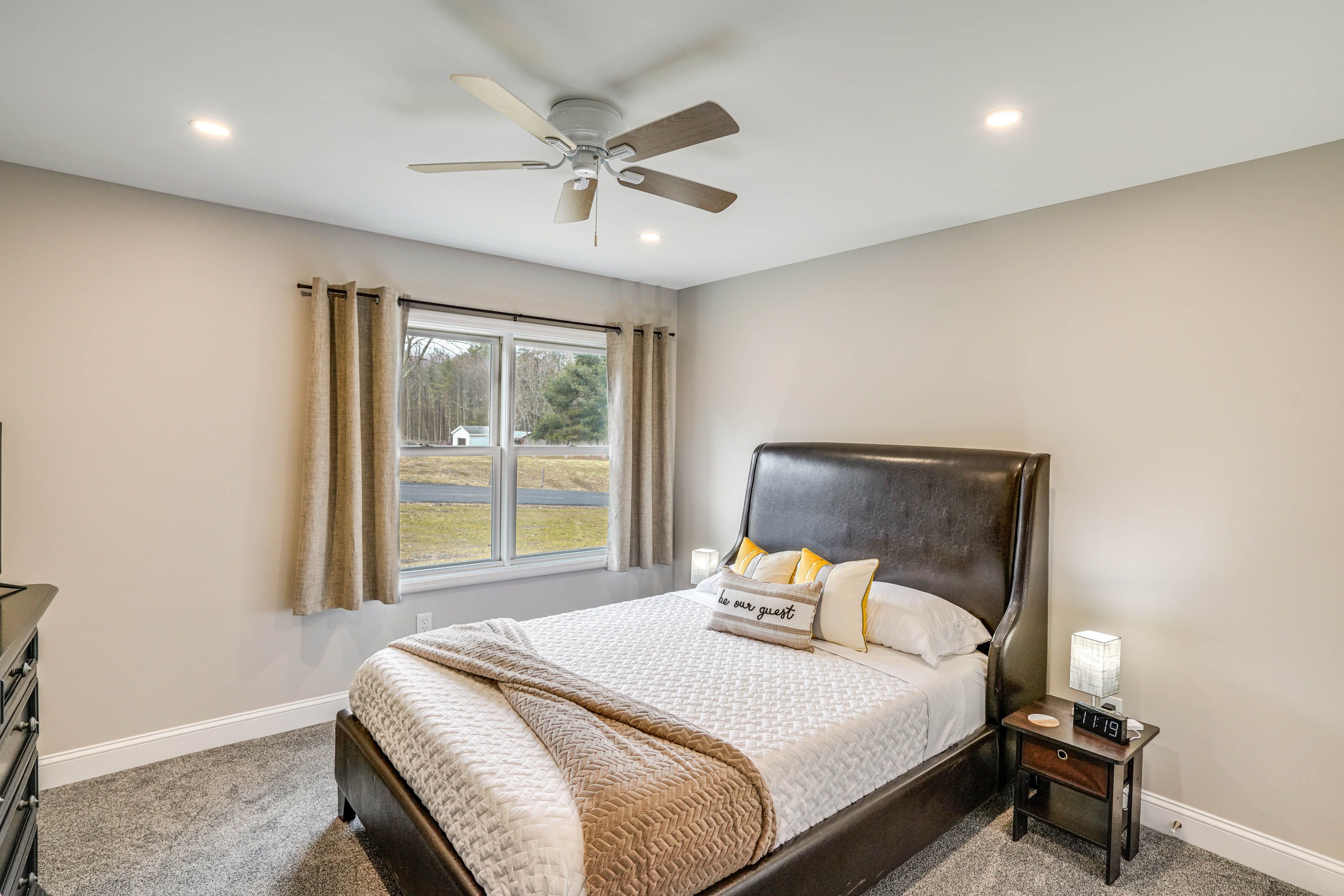 Bedroom 2 | 1st Floor | Queen Bed | Linens Provided | Ceiling Fans