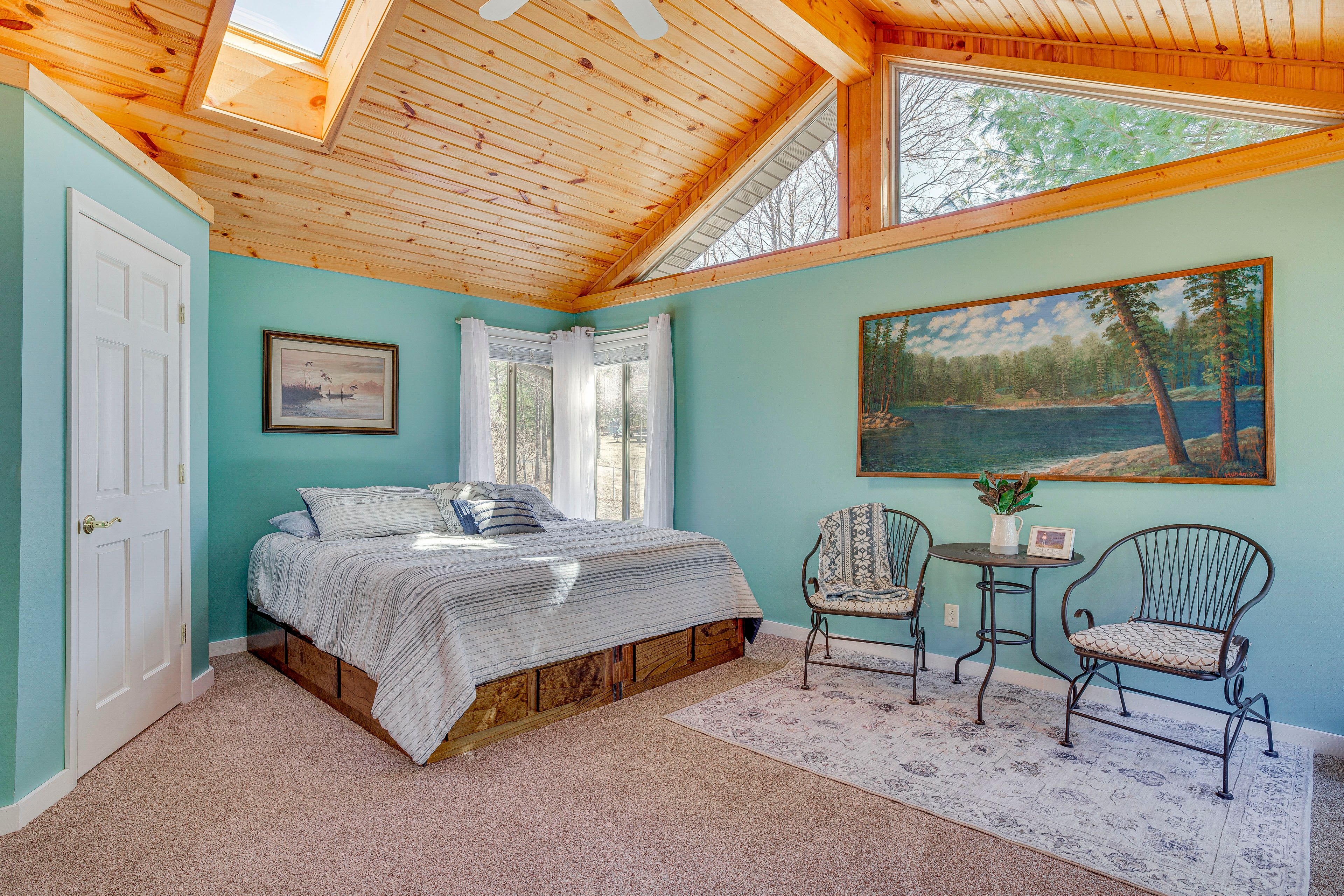 Bedroom 2 | Main Level | King Bed | Deck Access | Electric Fireplace