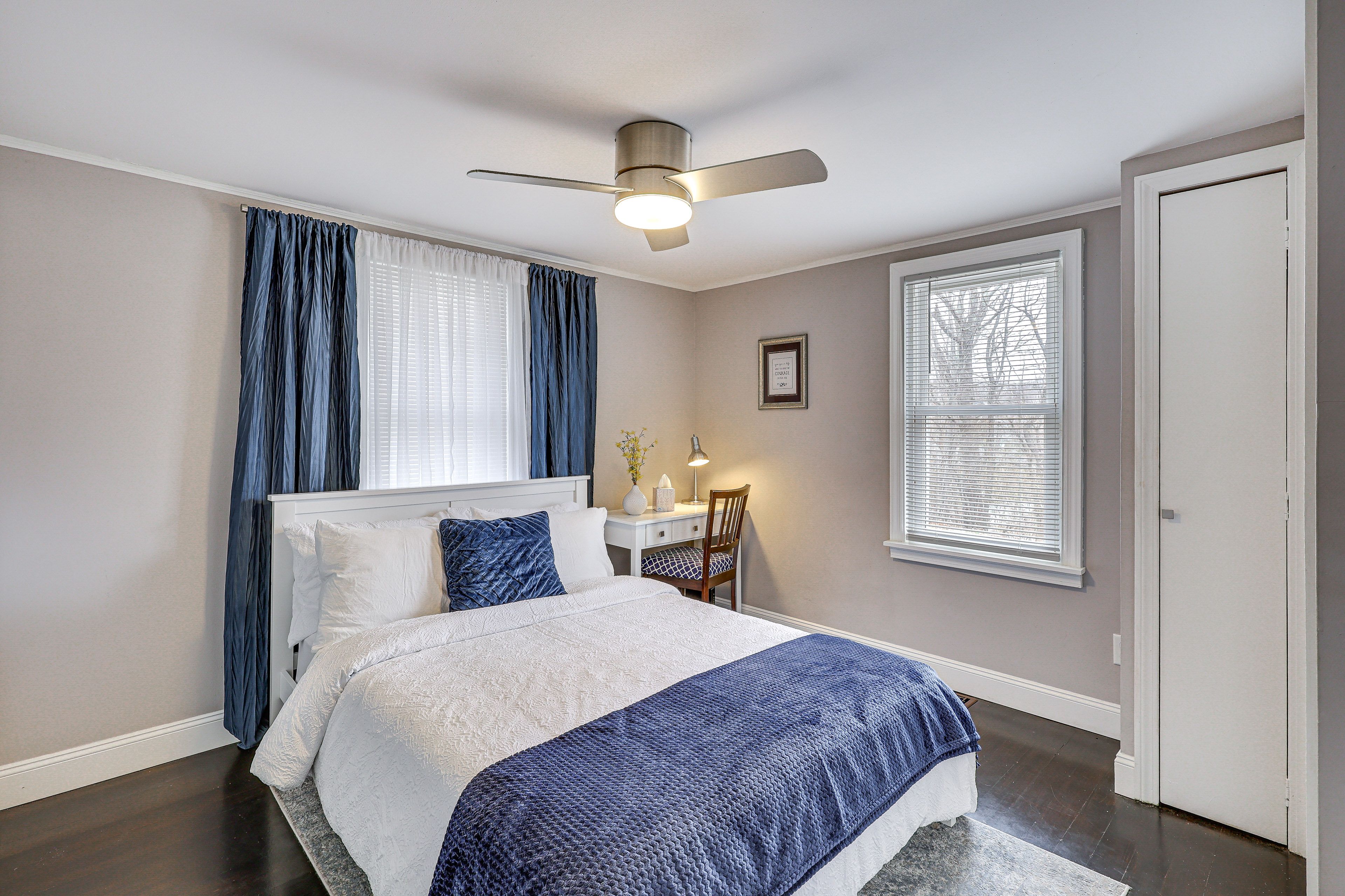 Bedroom 1 | Full Bed | Linens Provided | Laptop-Friendly Workspace
