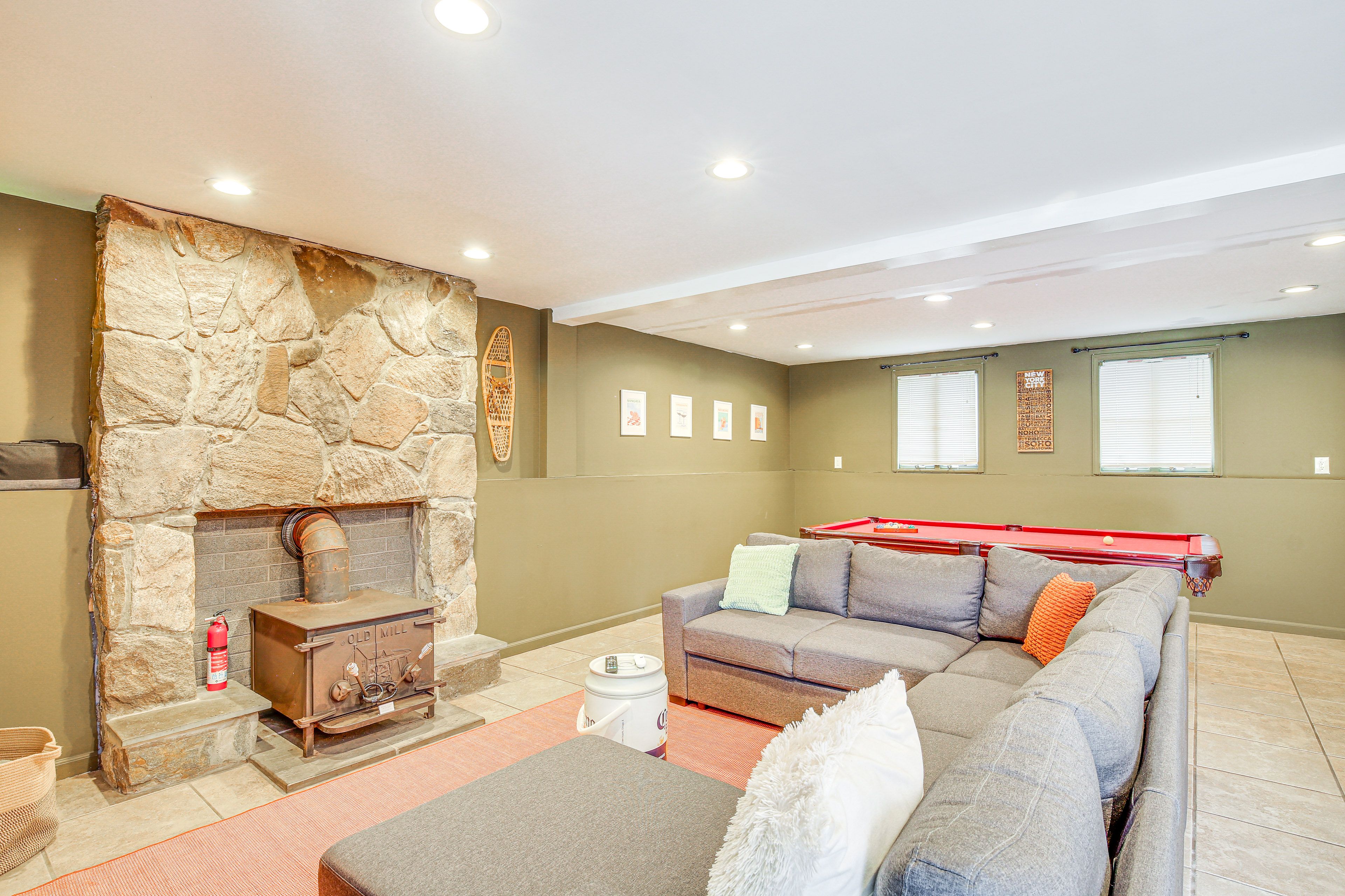 Game Room | Lower Level | Wood-Burning Stove | Full Sleeper Sofa