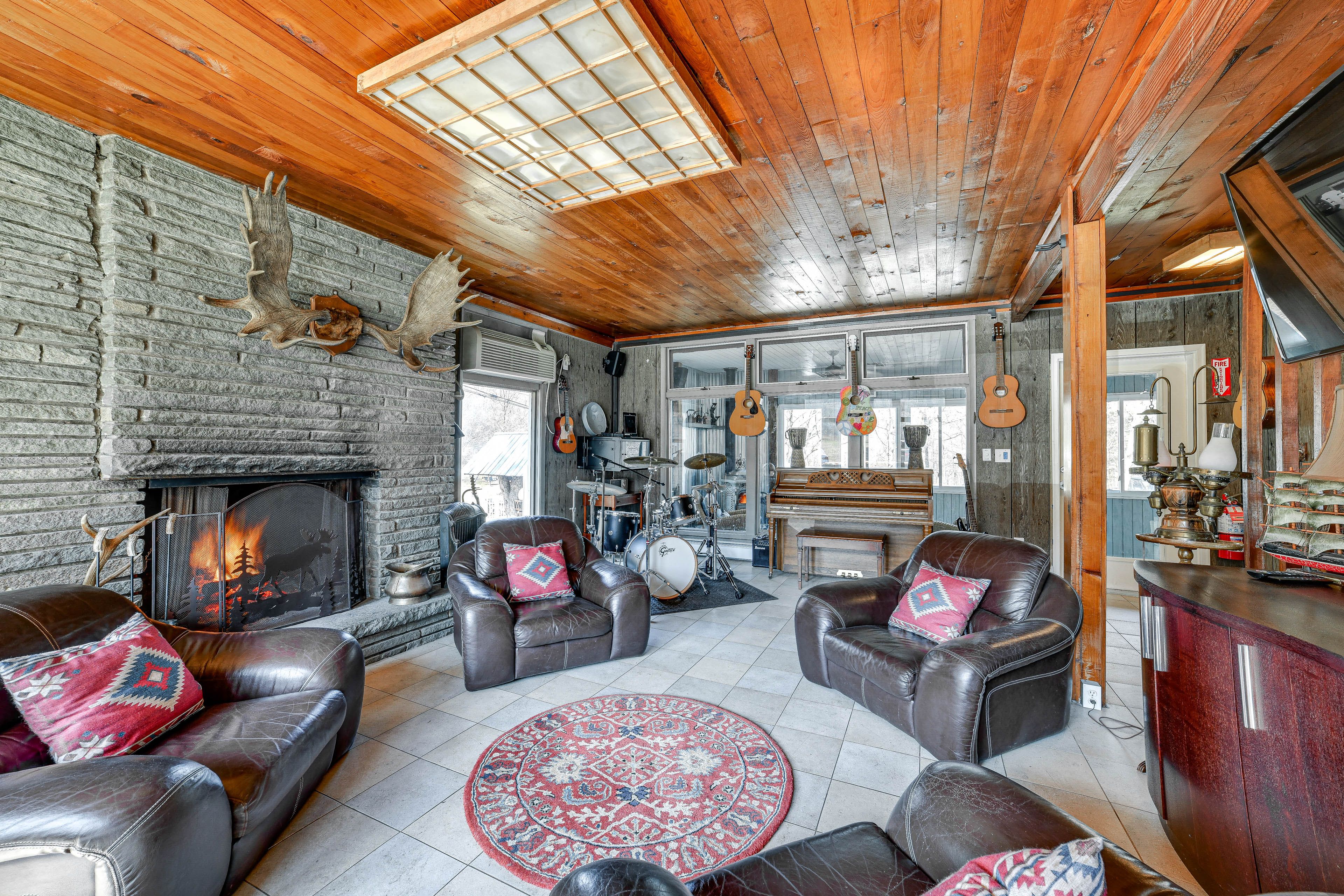 Music Room | Main Level | Wood-Burning Fireplace | Karaoke Machine