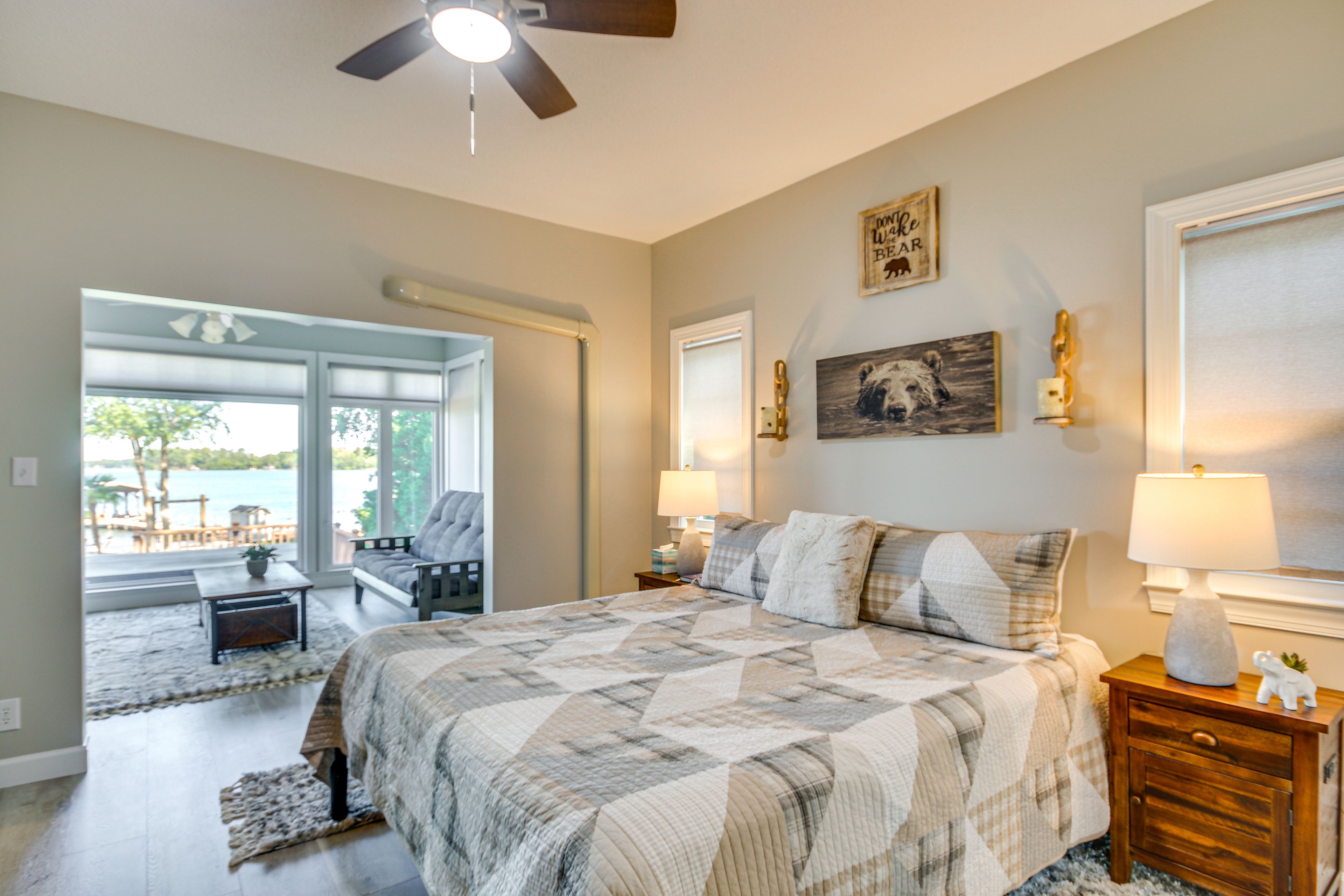 Bedroom 1 | King Bed | Full Futon | Sunroom | Smart TV