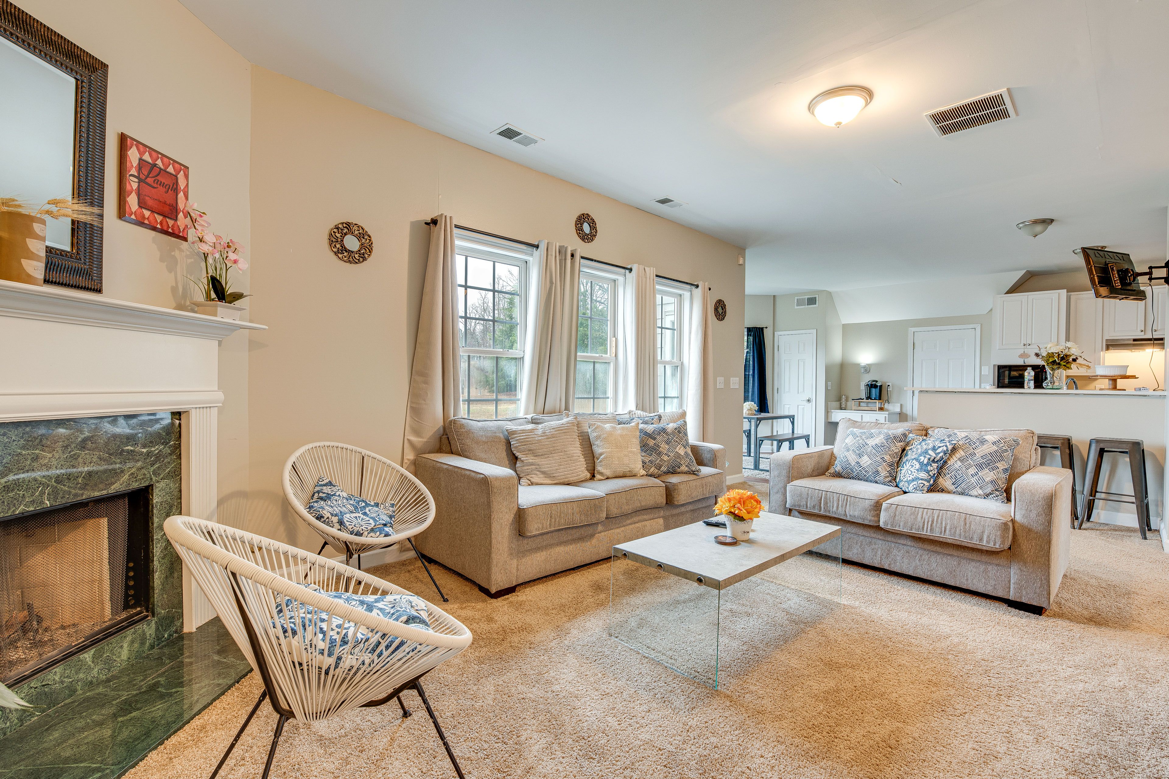 Living Room | 1st Floor | Smart TV | Fireplace | Open Floor Plan