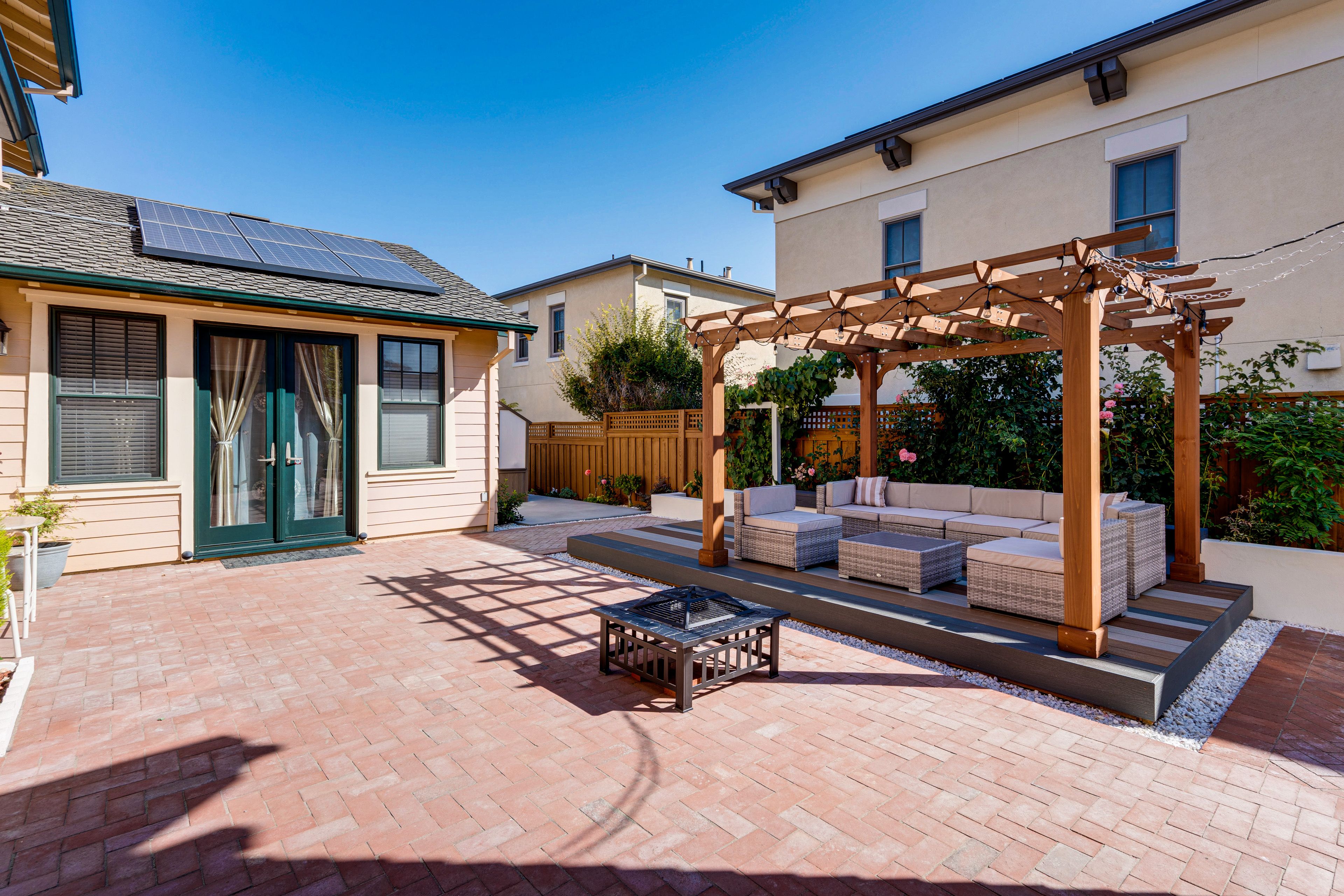 Fenced-In Patio | Pergola | Outdoor Seating & Dining | Flower Garden | Fire Pit