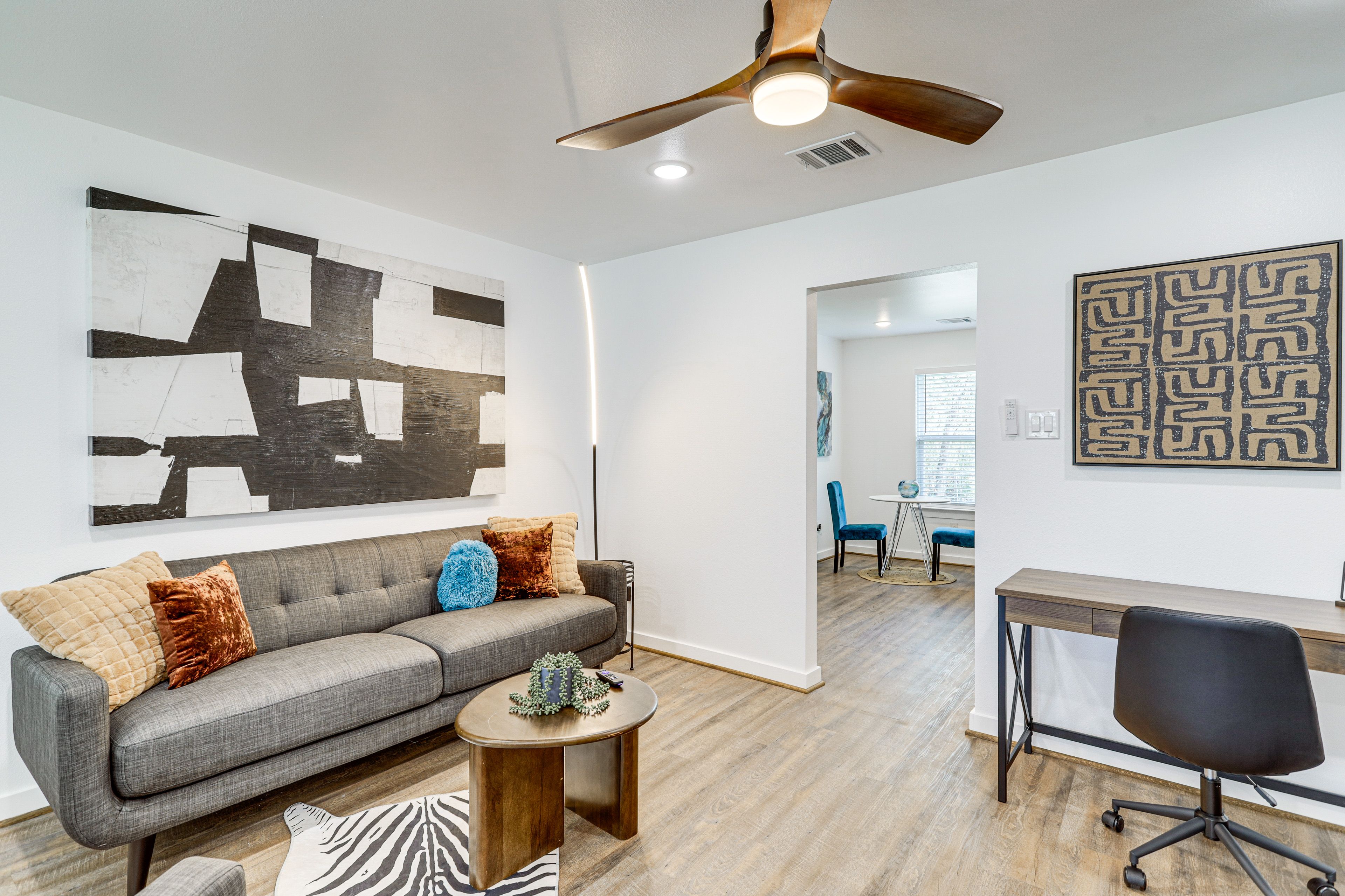 Living Room | Smart TV | Desk | Single-Story Home