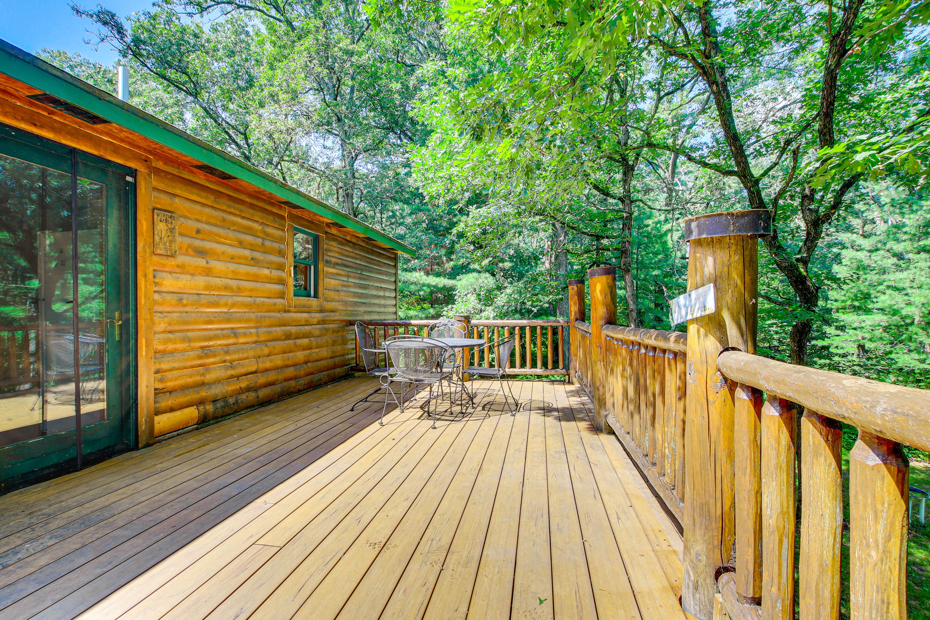 Cabin Exterior | Furnished Deck | Dining Area
