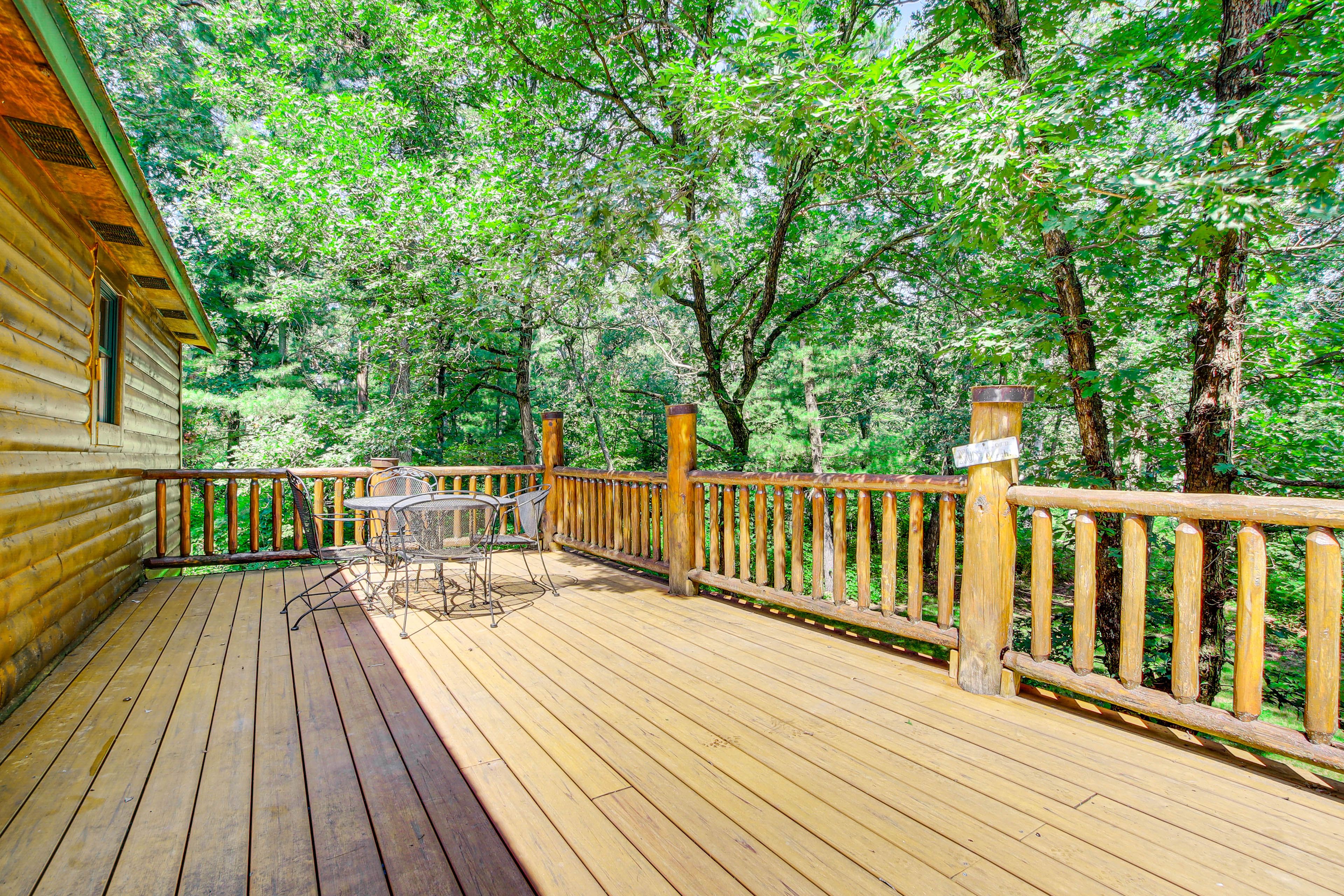 Cabin Exterior | Furnished Deck | Dining Area