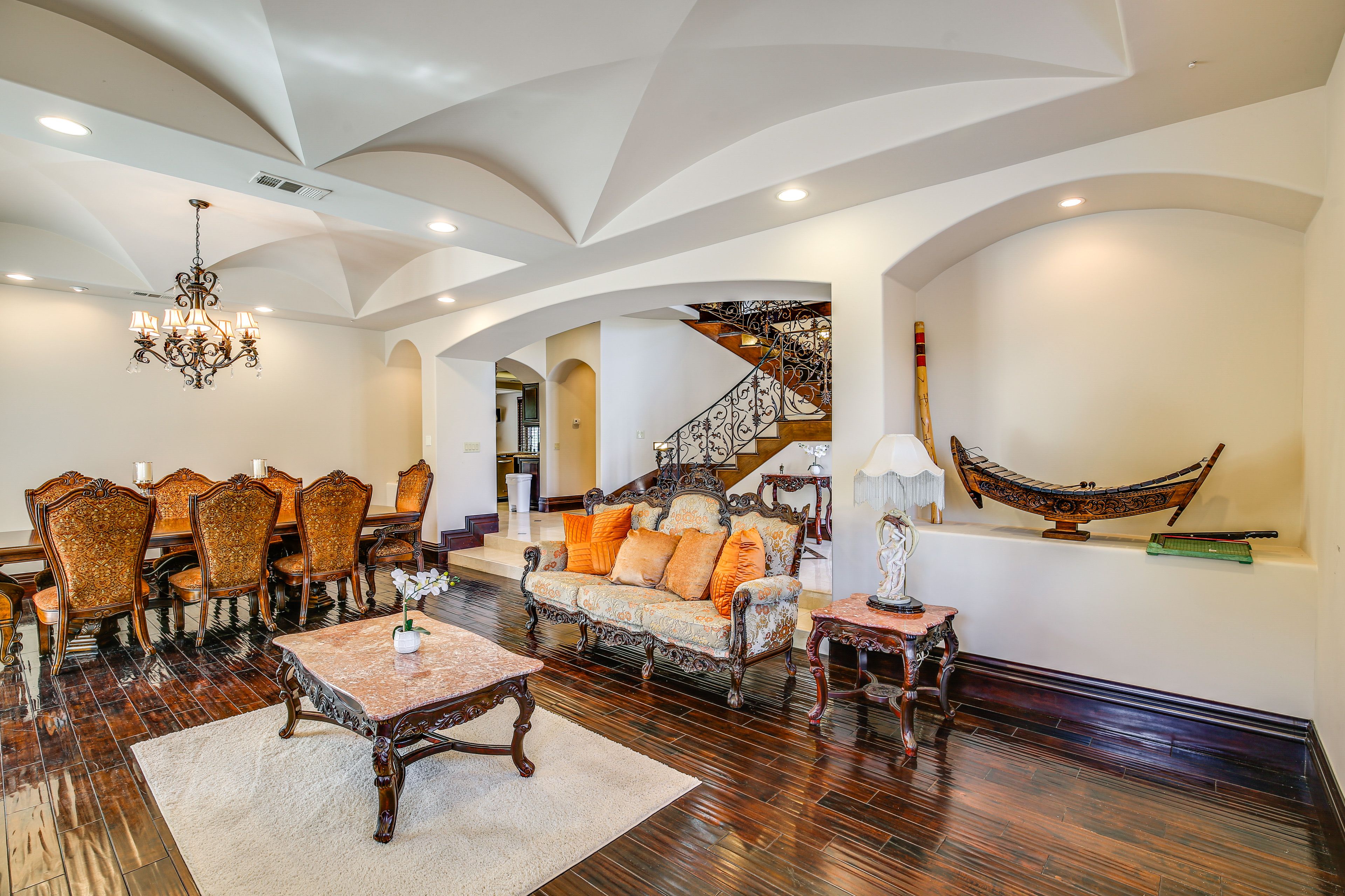 Living & Dining Room | Central A/C & Heating | 1st Floor
