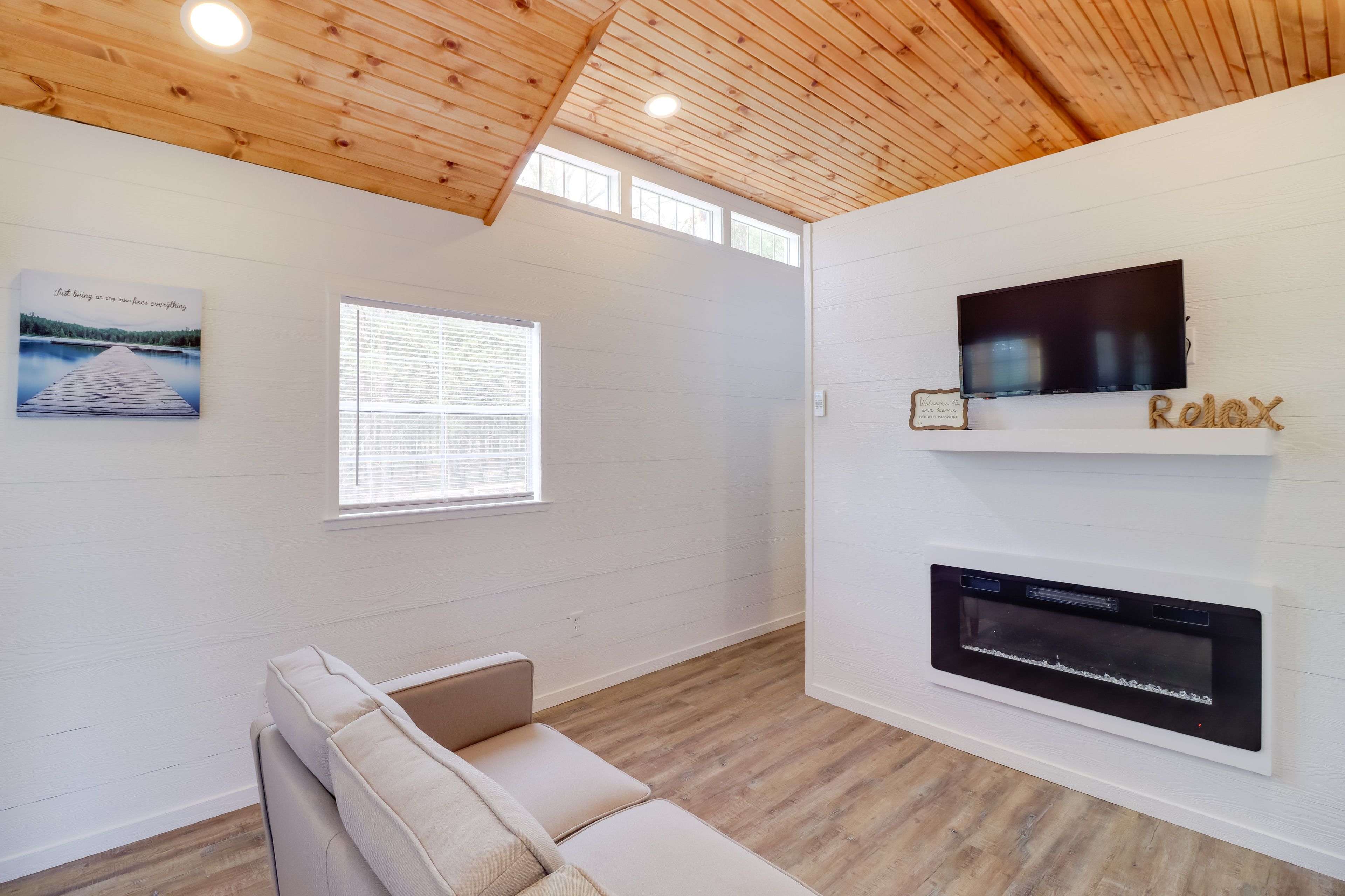 Living Room | Electric Fireplace | Smart TV | Split-Unit Heating & Cooling