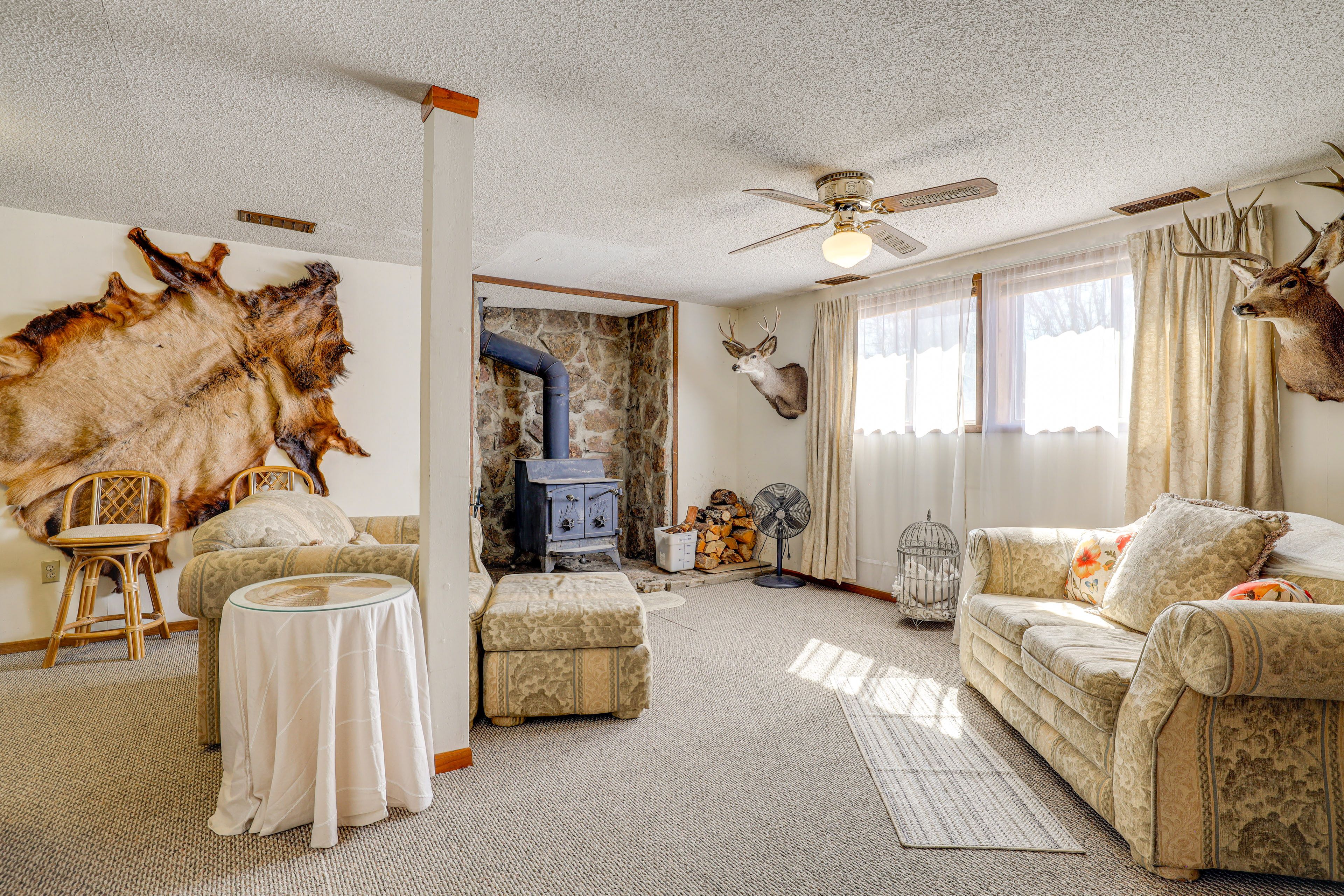 2nd Living Area | Wood-Burning Stove | Twin Bunk Bed | Lower Level