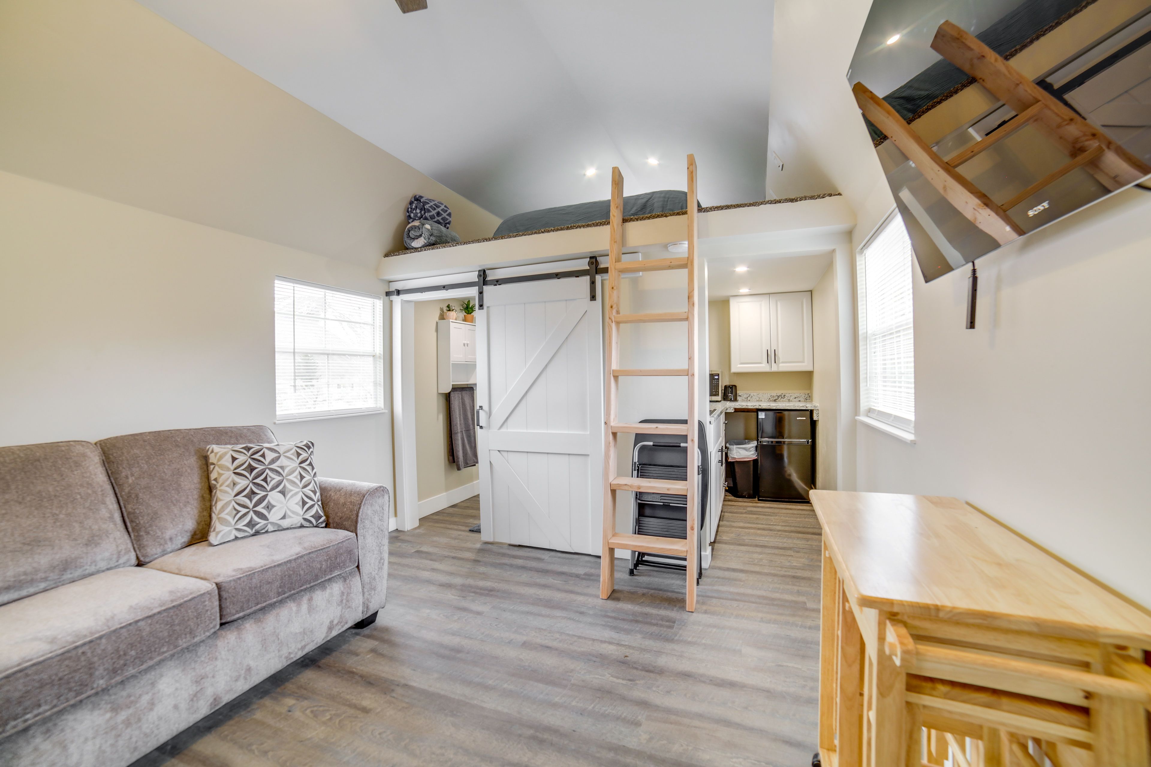 Studio | Queen Sleeper Sofa | Lofted Queen Mattress | Linens Provided