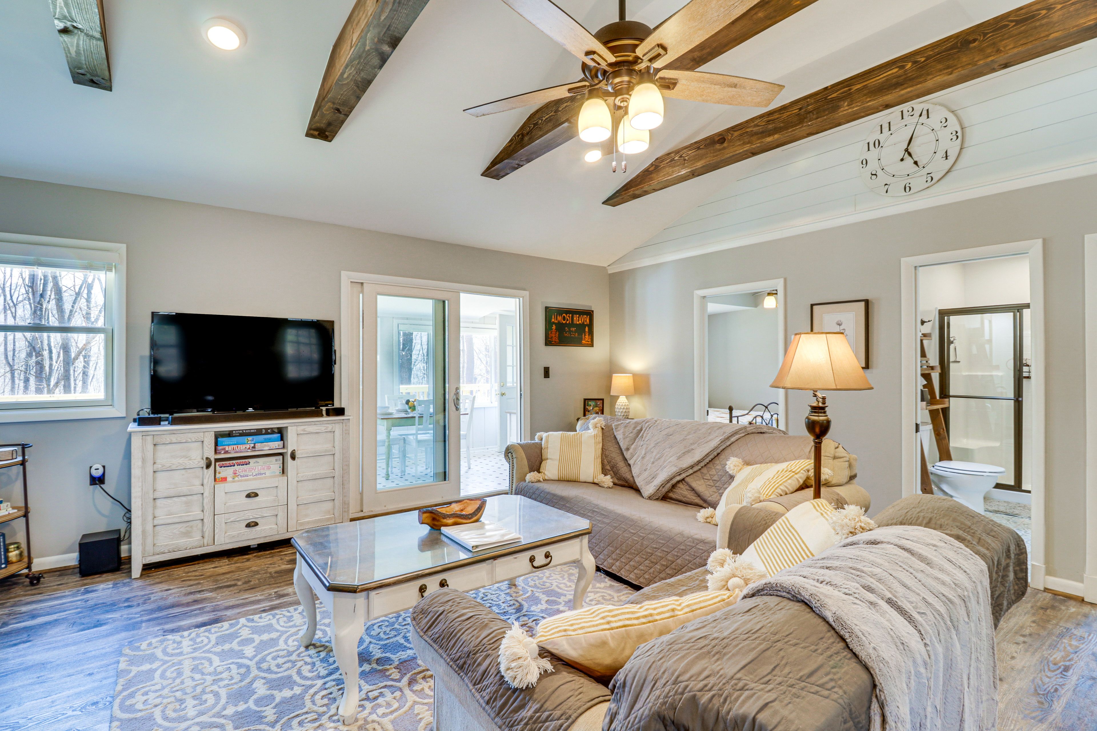 Living Room | Sleeper Sofa | Electric Fireplace | Single-Story Home