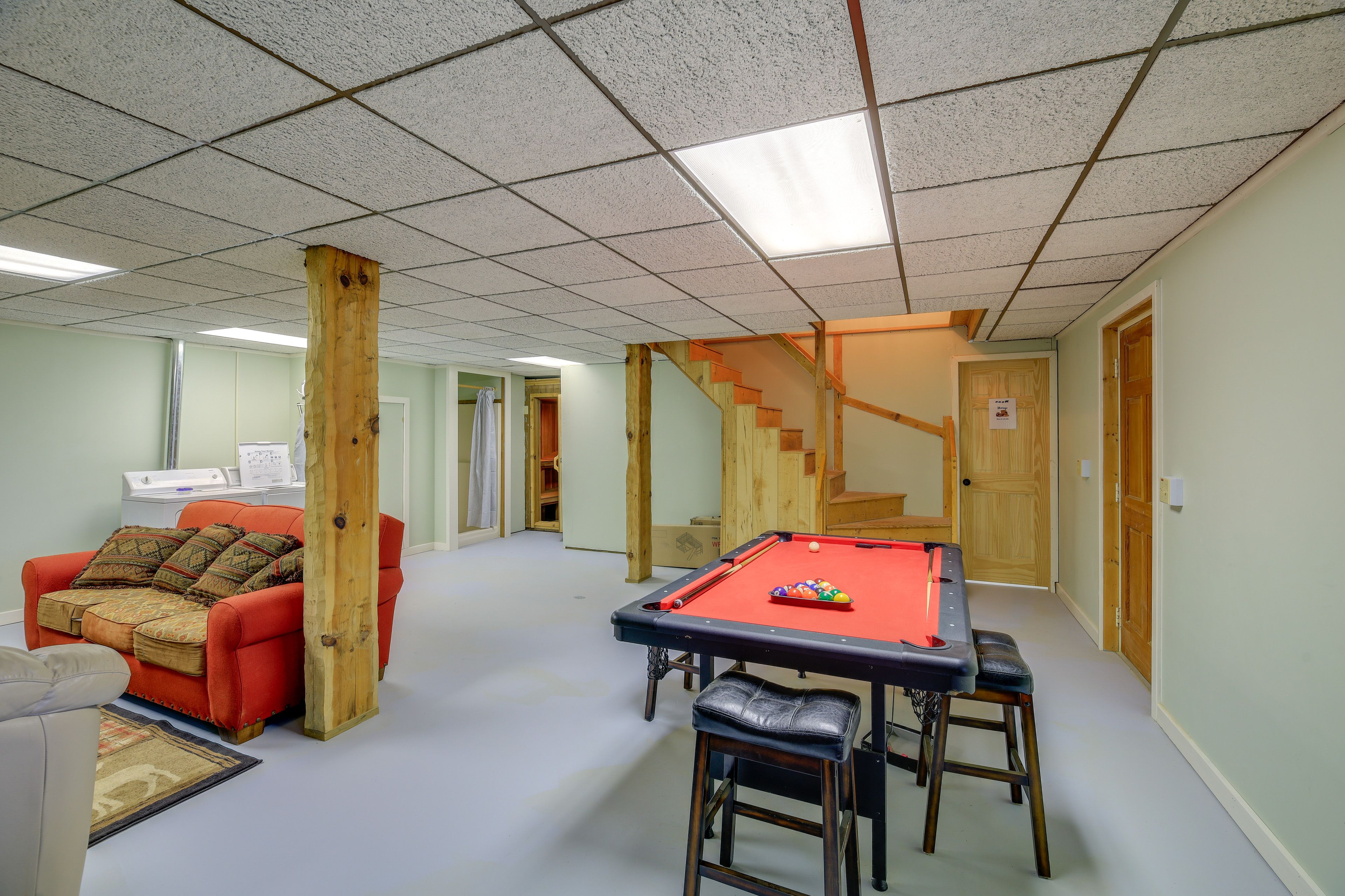 Game Room | Lower Level | Twin Sleeper Sofa | Sauna | Wood-Burning Stove