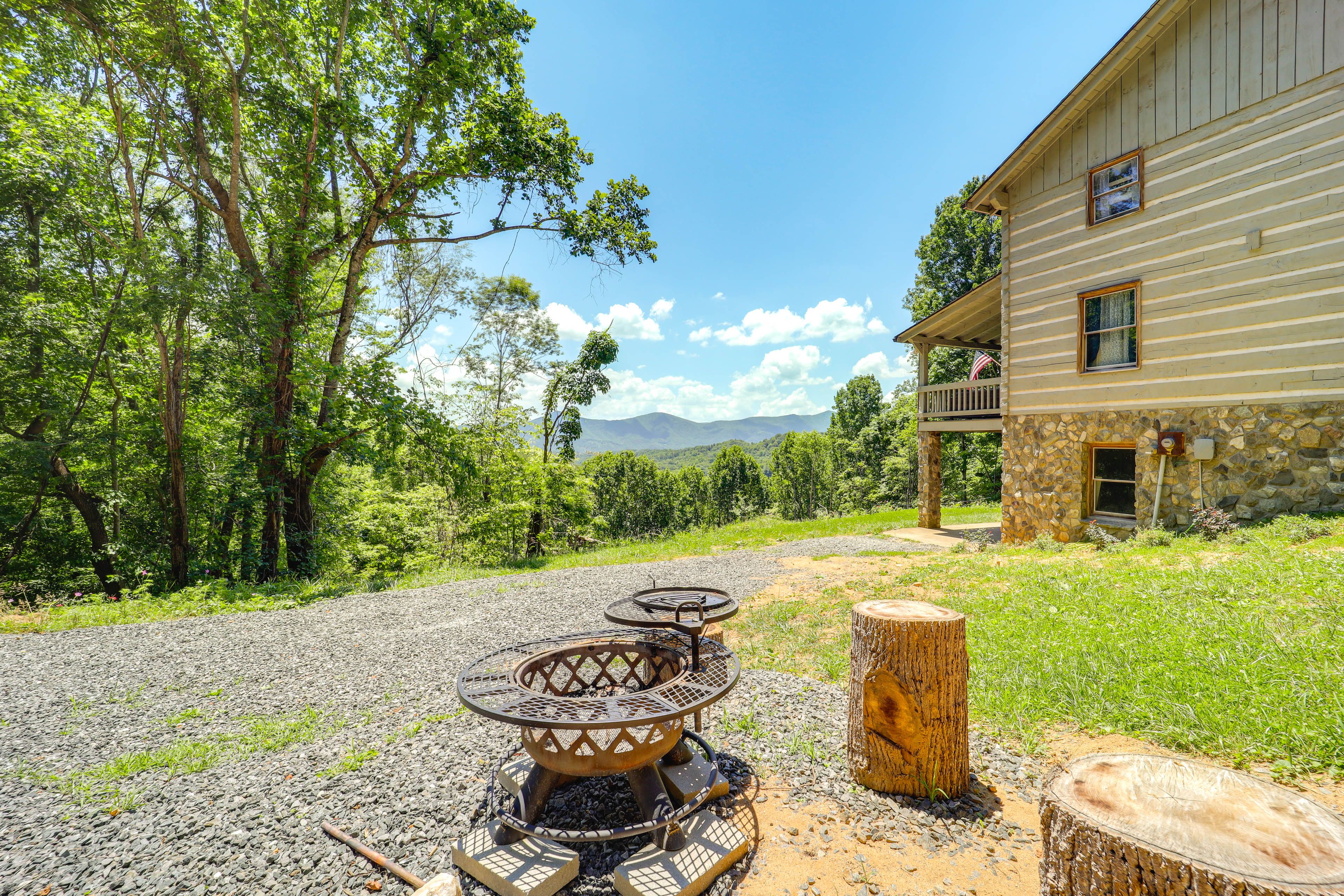 Exterior | Fire Pit | Mountain Views | Furnished Deck & Patio