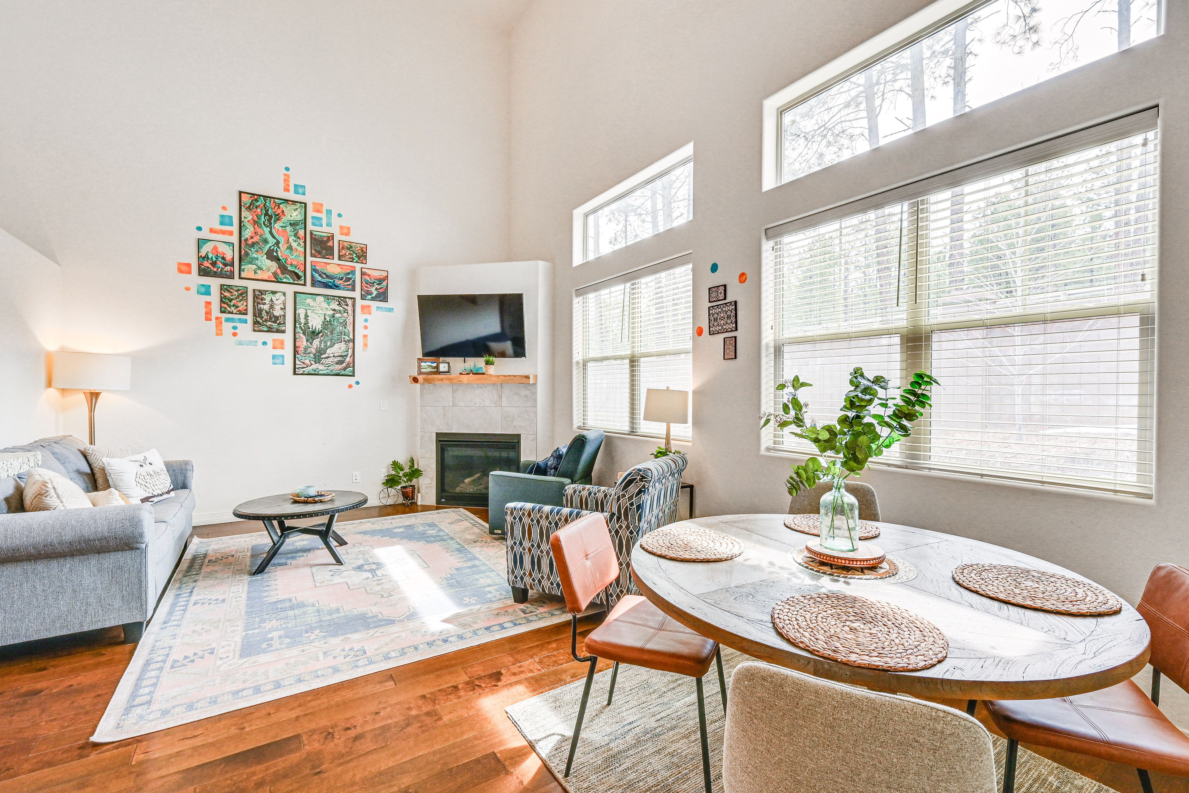 Living Room | Dining Area | Fireplace | Central A/C + Heating