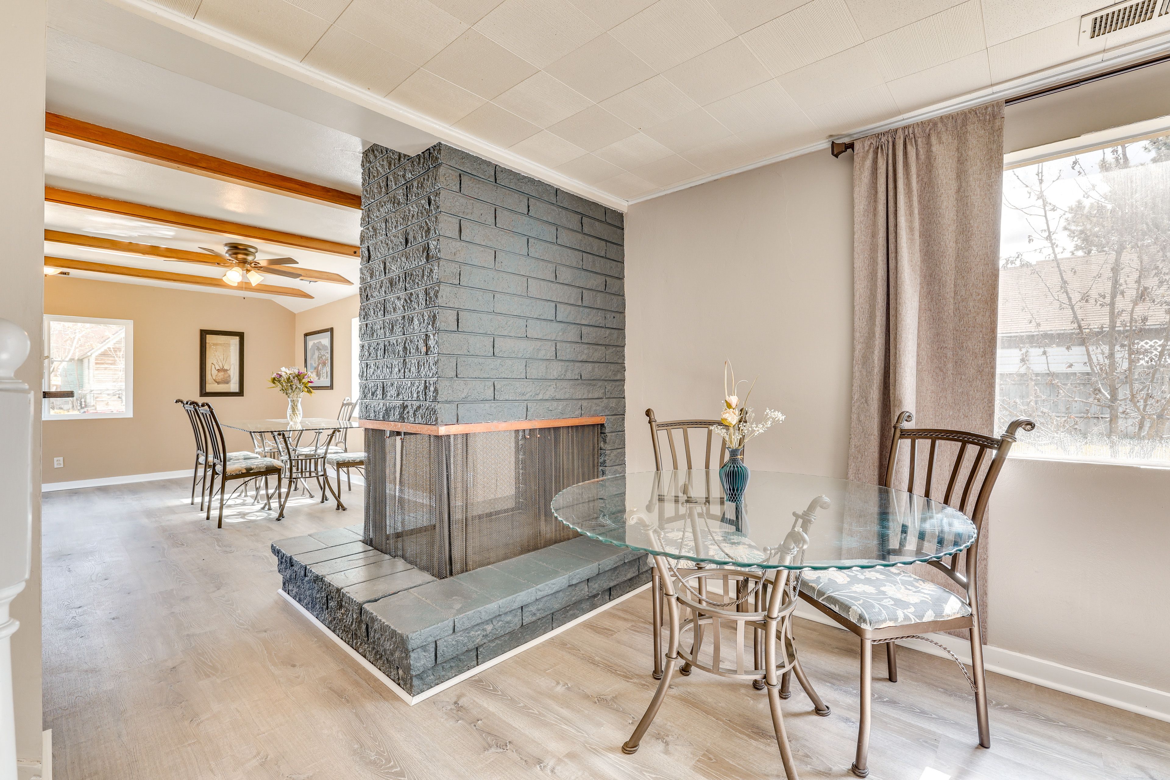 Breakfast Nook | Wood-Burning Fireplace Not Available | Main Level