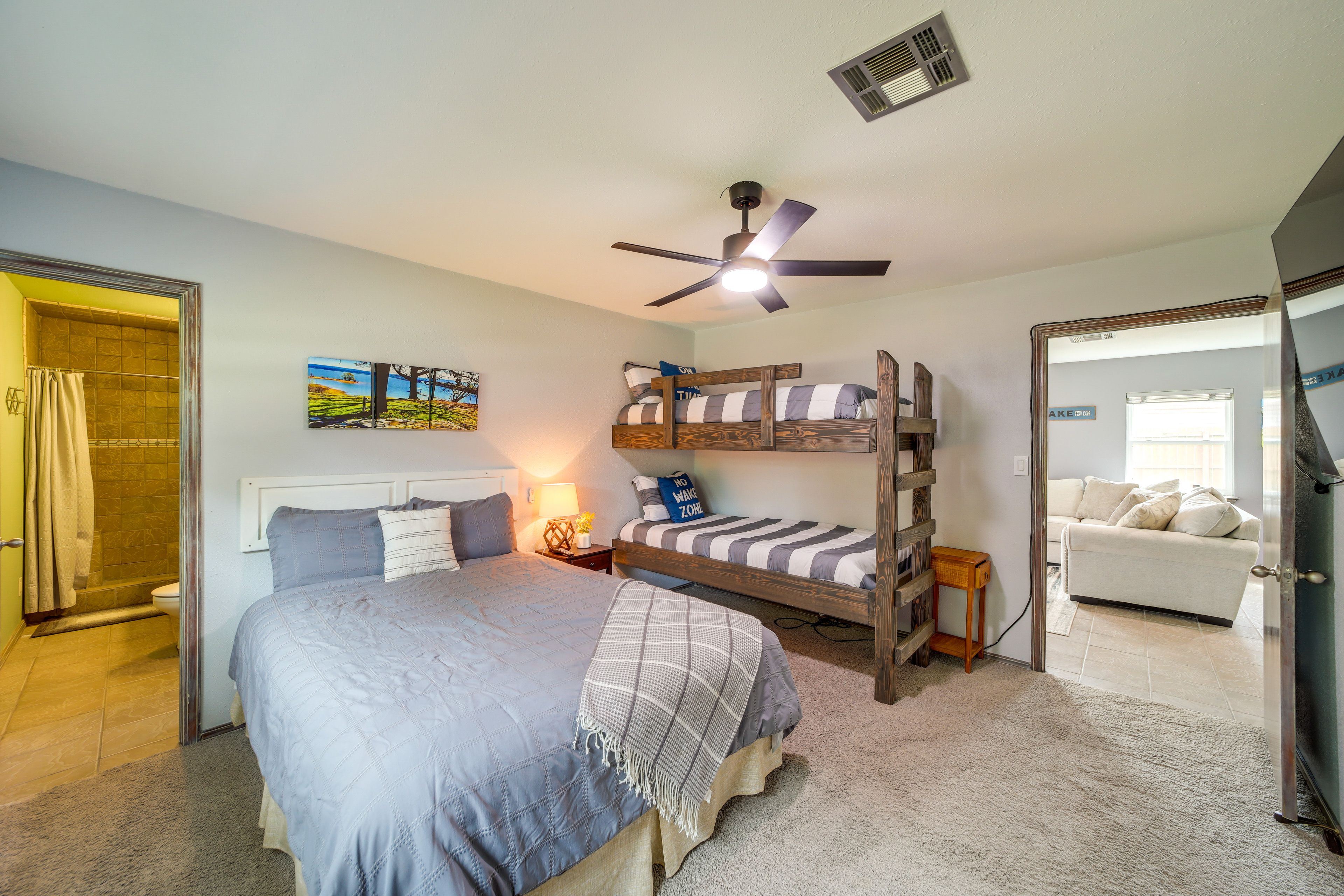 Bedroom 1 | Queen Bed | Twin Bunk Bed | Linens Provided