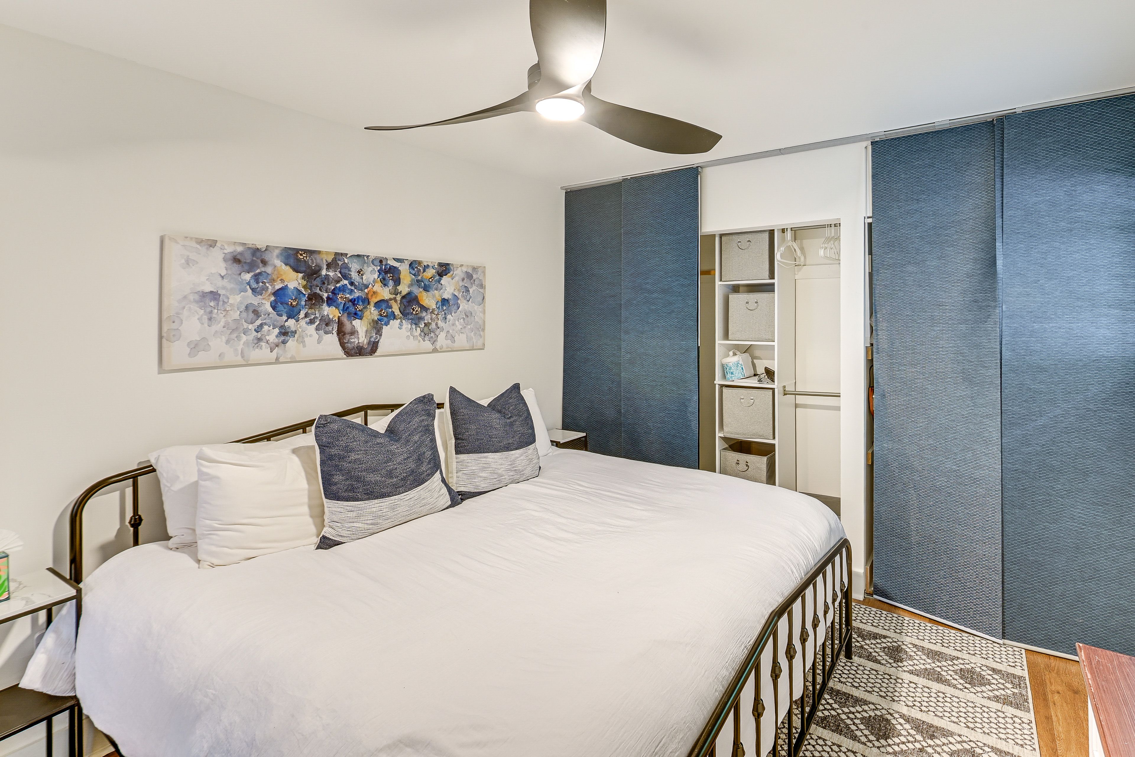 Bedroom 1 | 1st Floor | King Bed | Linens Provided | Smart TV | Window A/C Unit