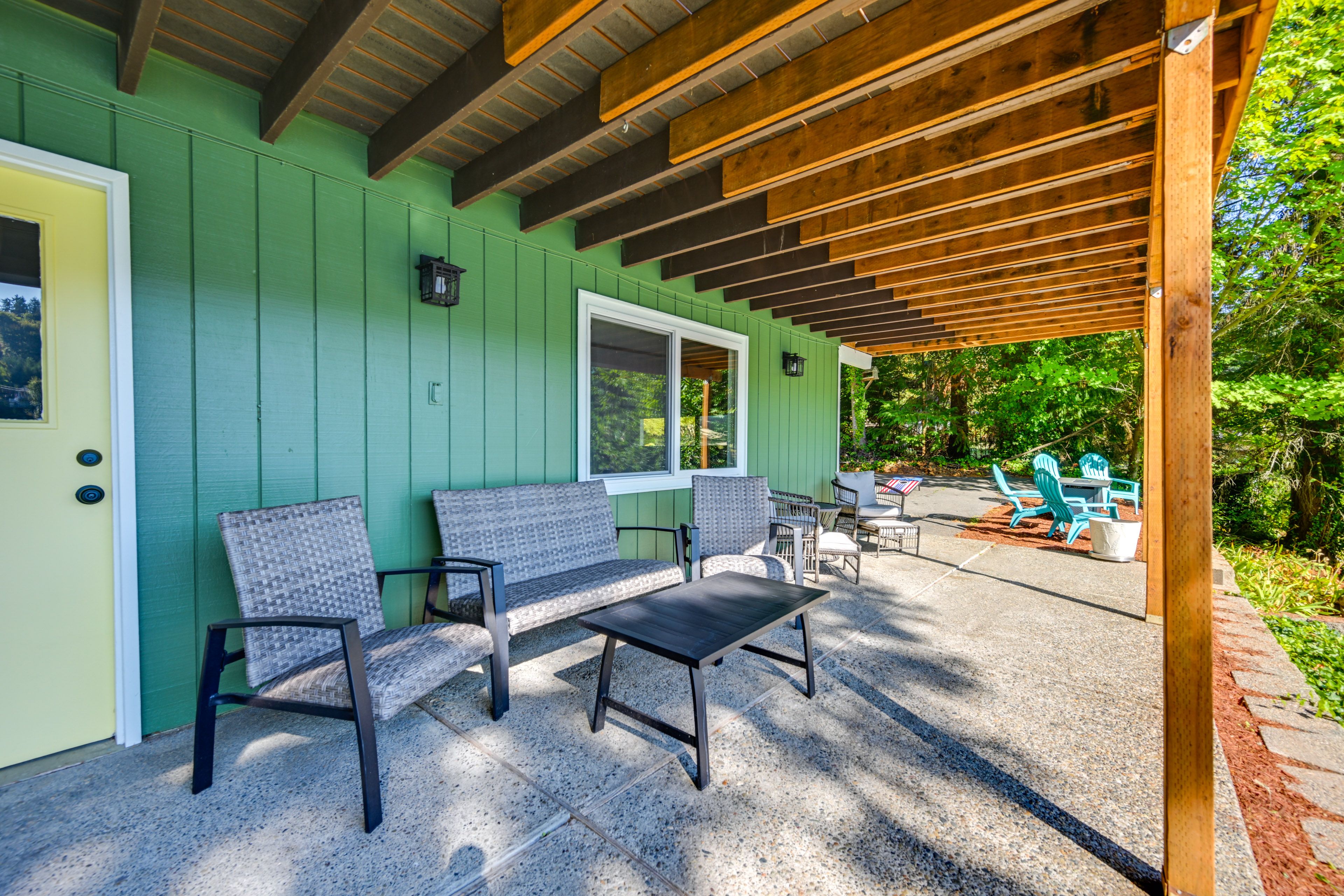 Covered Patio | Seating | Lake Views