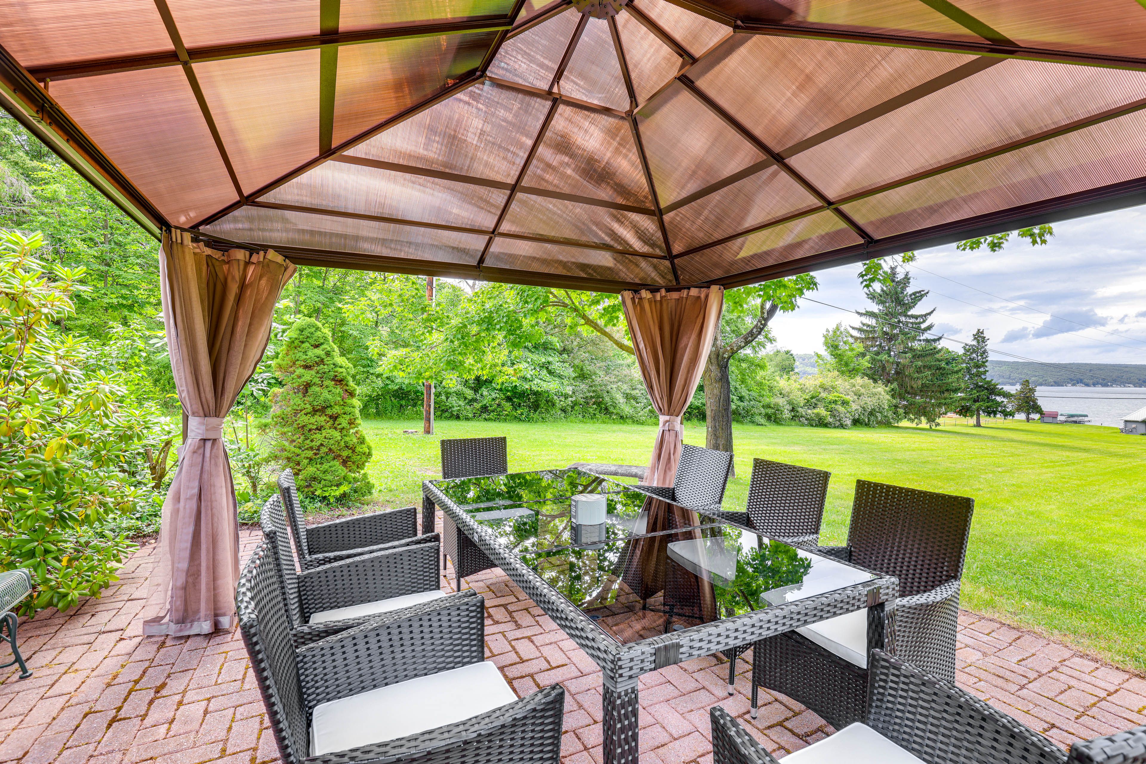Patio | Gas Grill | Lakefront View