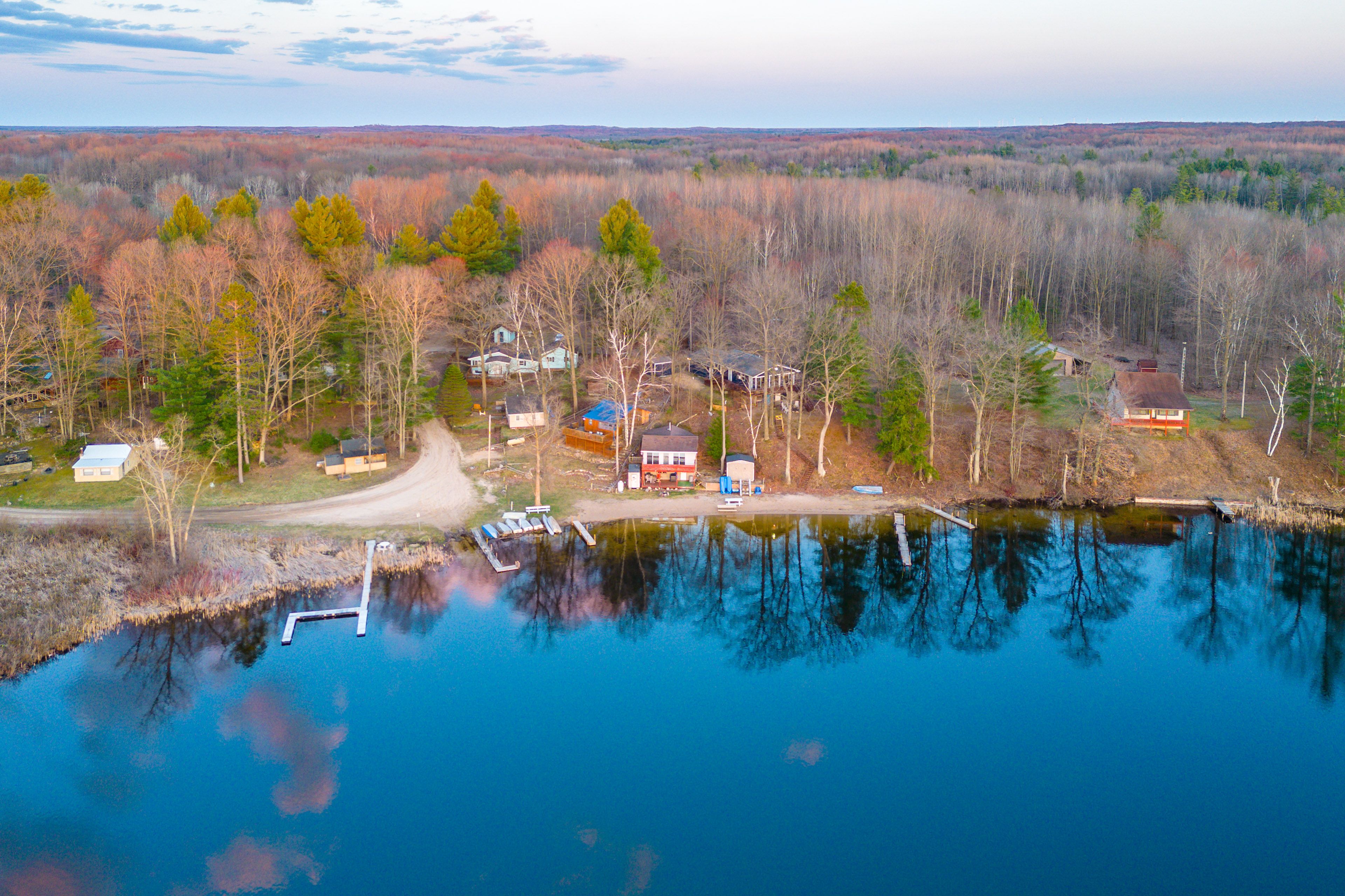 Bluff Lake | Aerial View | Semi-Private Beach